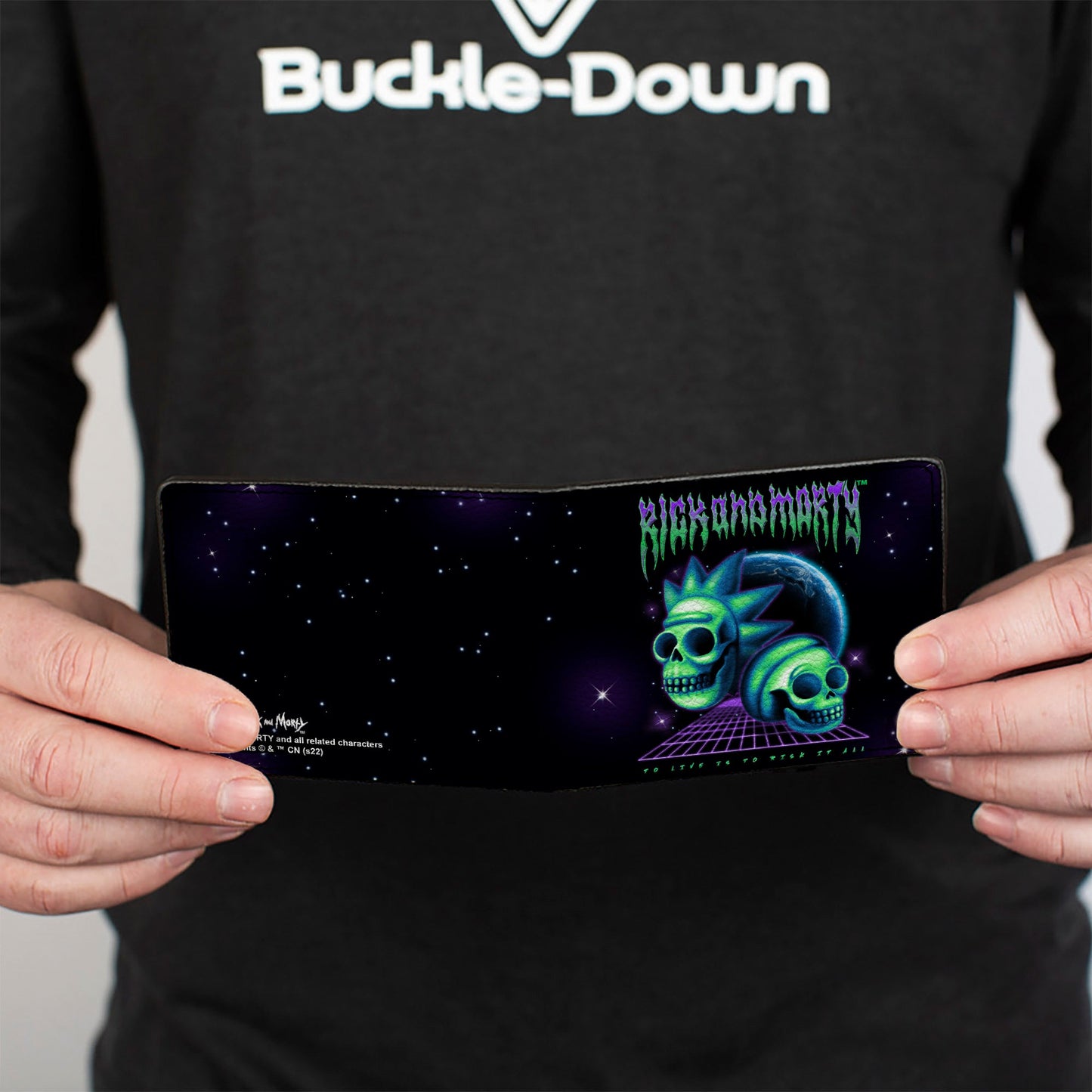 Bi-Fold Wallet - RICK AND MORTY Heavy Metal Skulls Black/Purple/Blue/Green