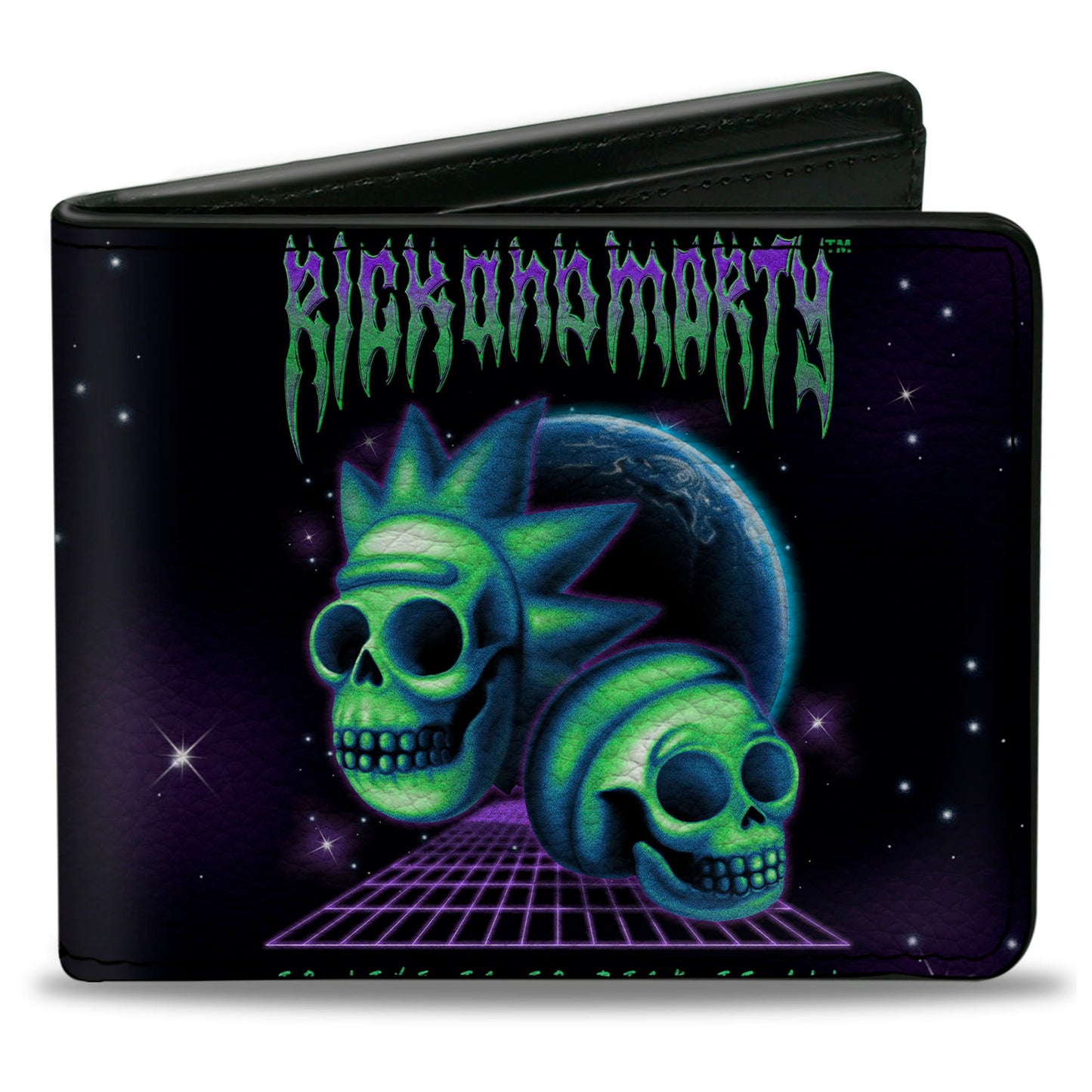 Bi-Fold Wallet - RICK AND MORTY Heavy Metal Skulls Black/Purple/Blue/Green