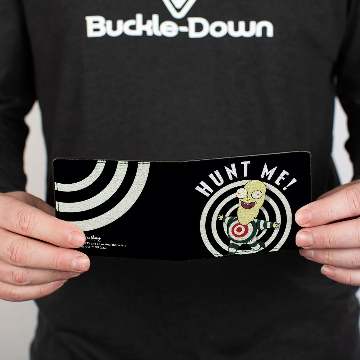 Bi-Fold Wallet - Rick and Morty Mr. Always Wants to Be Hunted HURT ME Pose Black/White