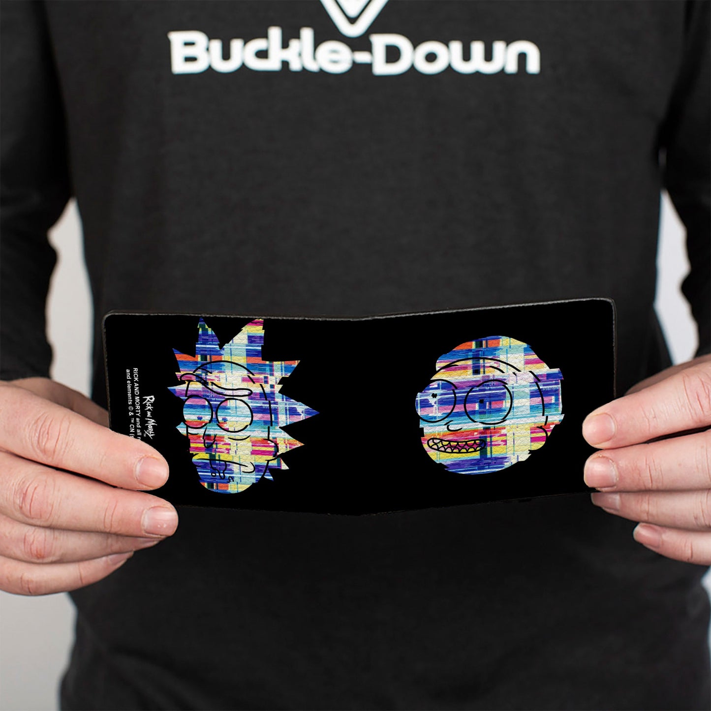 Bi-Fold Wallet - Rick and Morty Static Faces Black/Multi Color