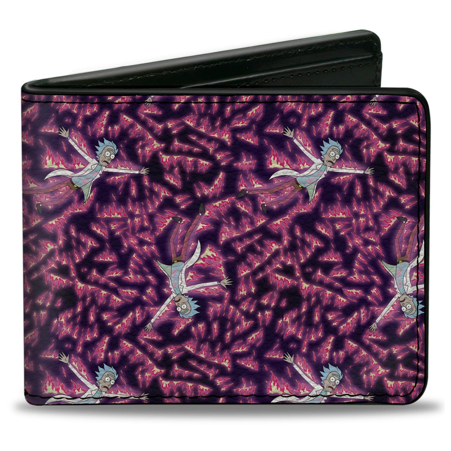 Bi-Fold Wallet - Rick and Morty Flaming Rick Scattered Poses Flames