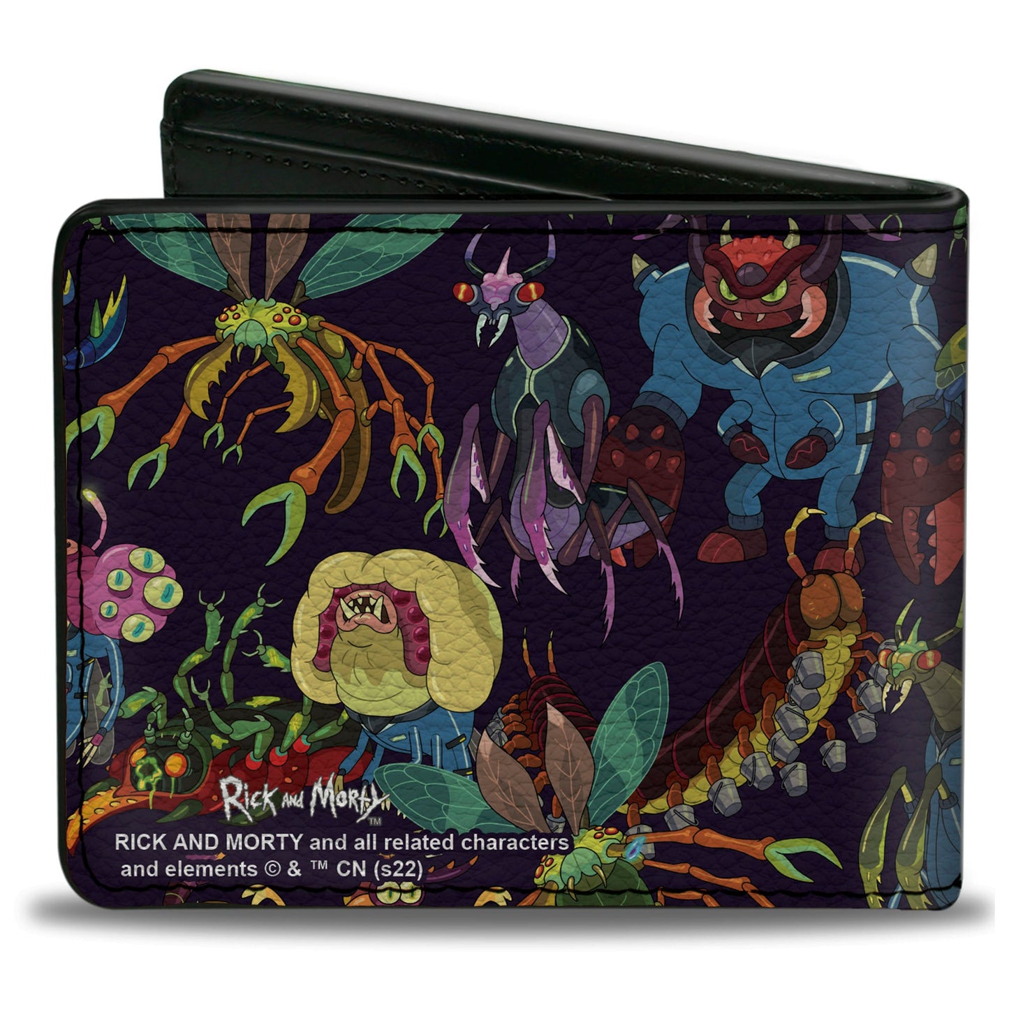 Bi-Fold Wallet - Rick and Morty Creatures Collage Purple
