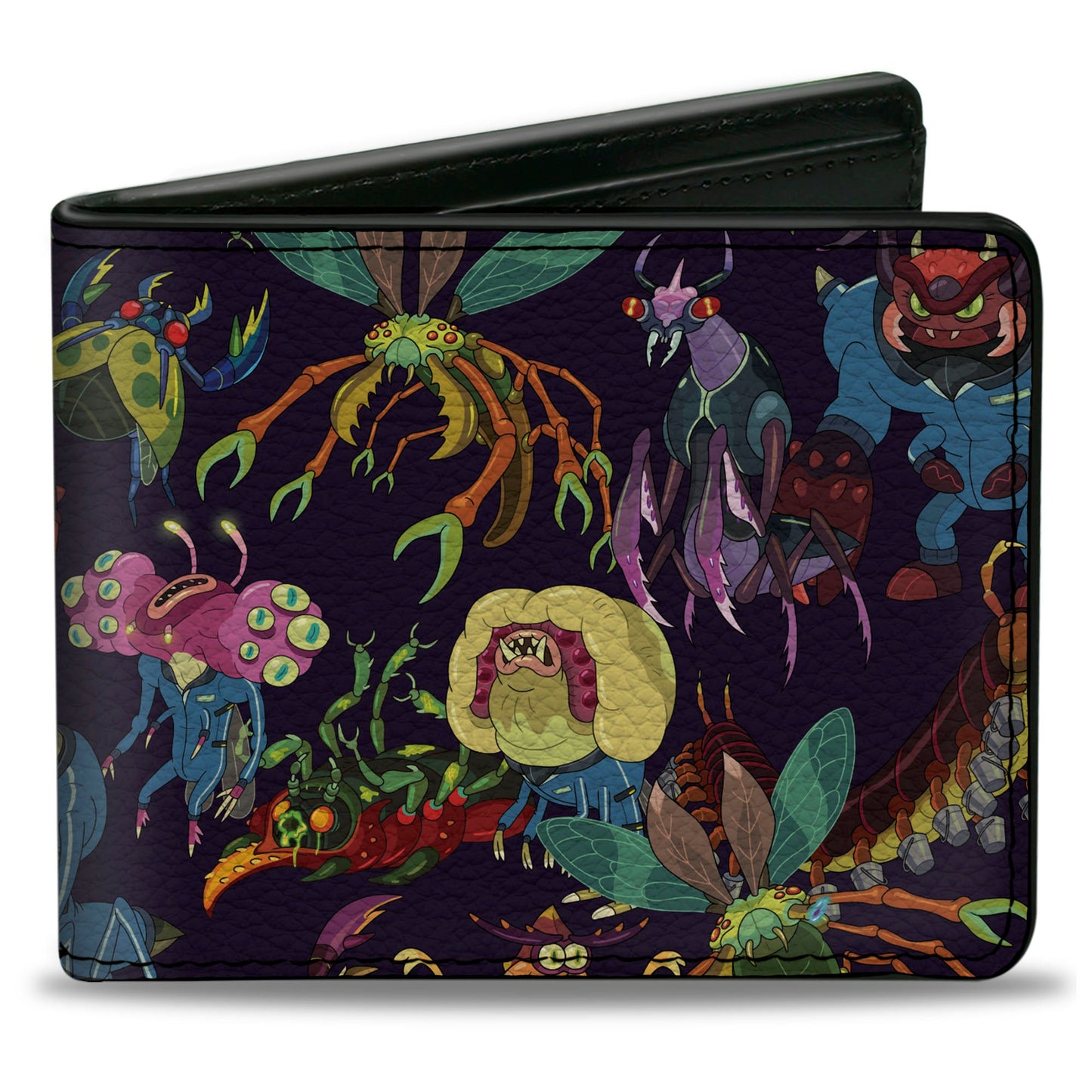 Bi-Fold Wallet - Rick and Morty Creatures Collage Purple