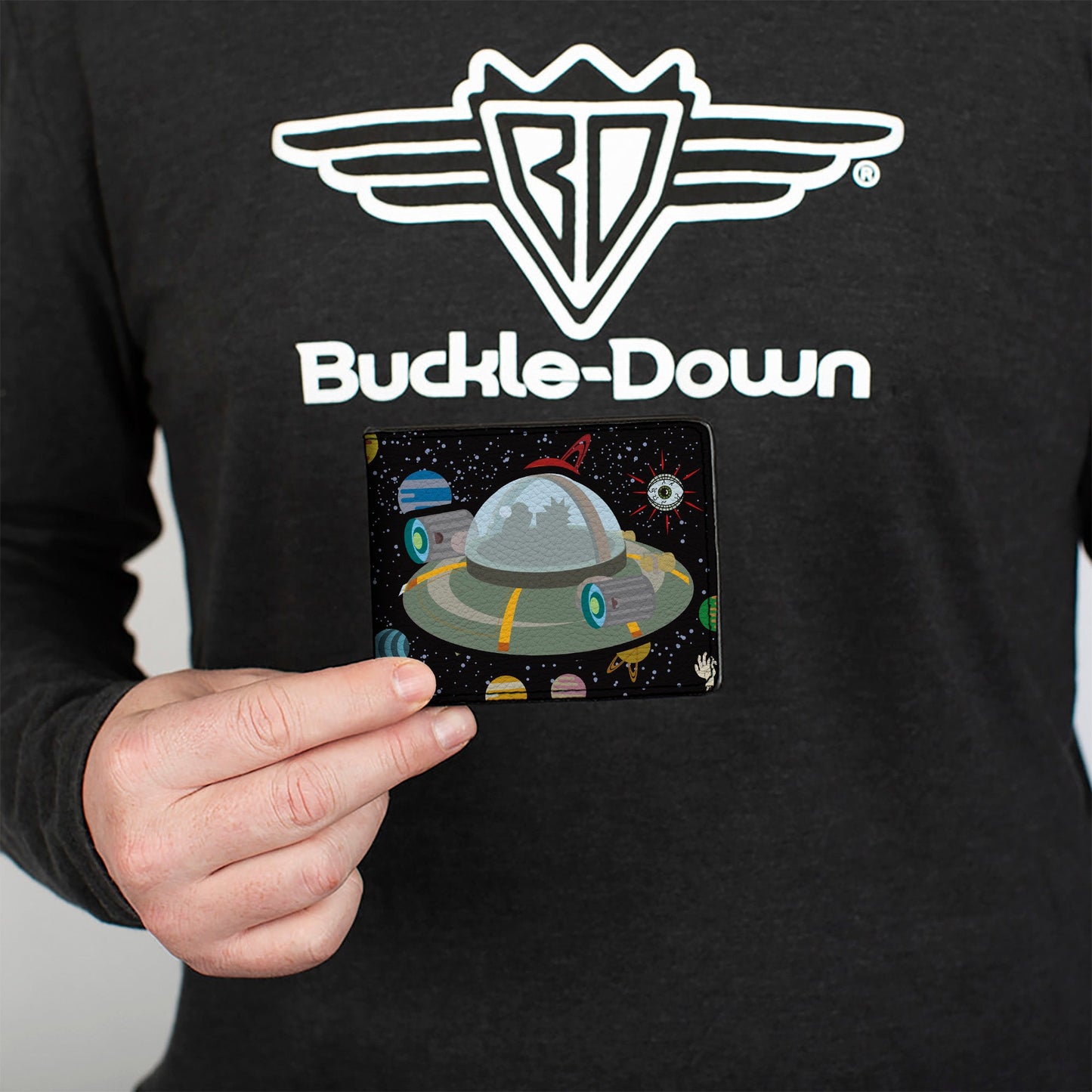 Bi-Fold Wallet - Rick and Morty Spaceship Silhouette Multi Color