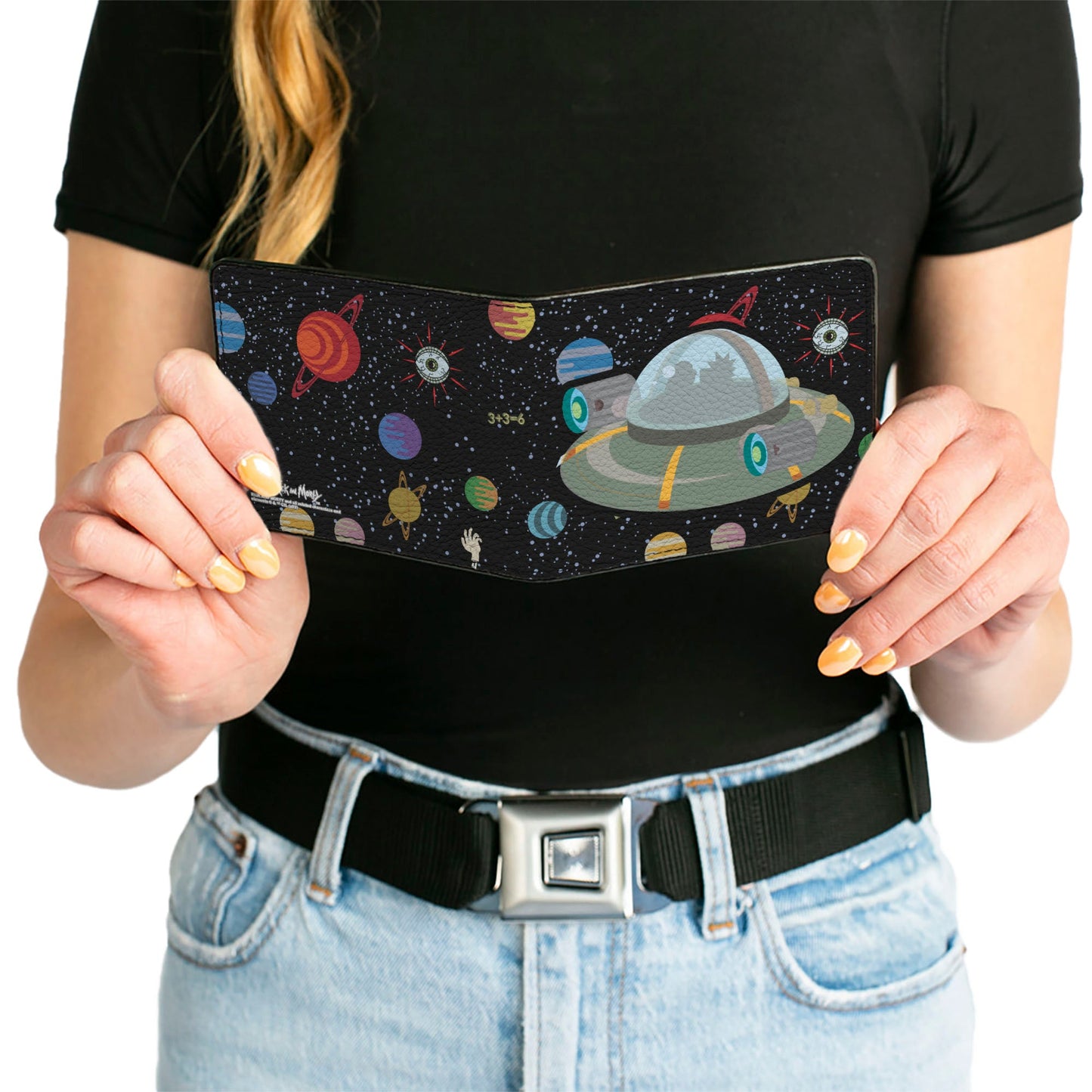 Bi-Fold Wallet - Rick and Morty Spaceship Silhouette Multi Color