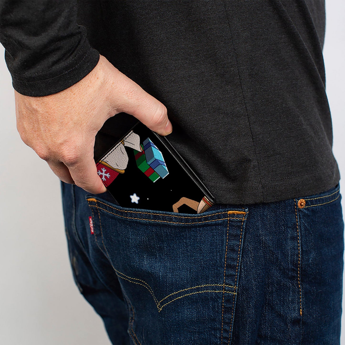 Bi-Fold Wallet - Rick and Morty Holiday Santa Rick Reindeer Sled Pose and Packages Collage Black