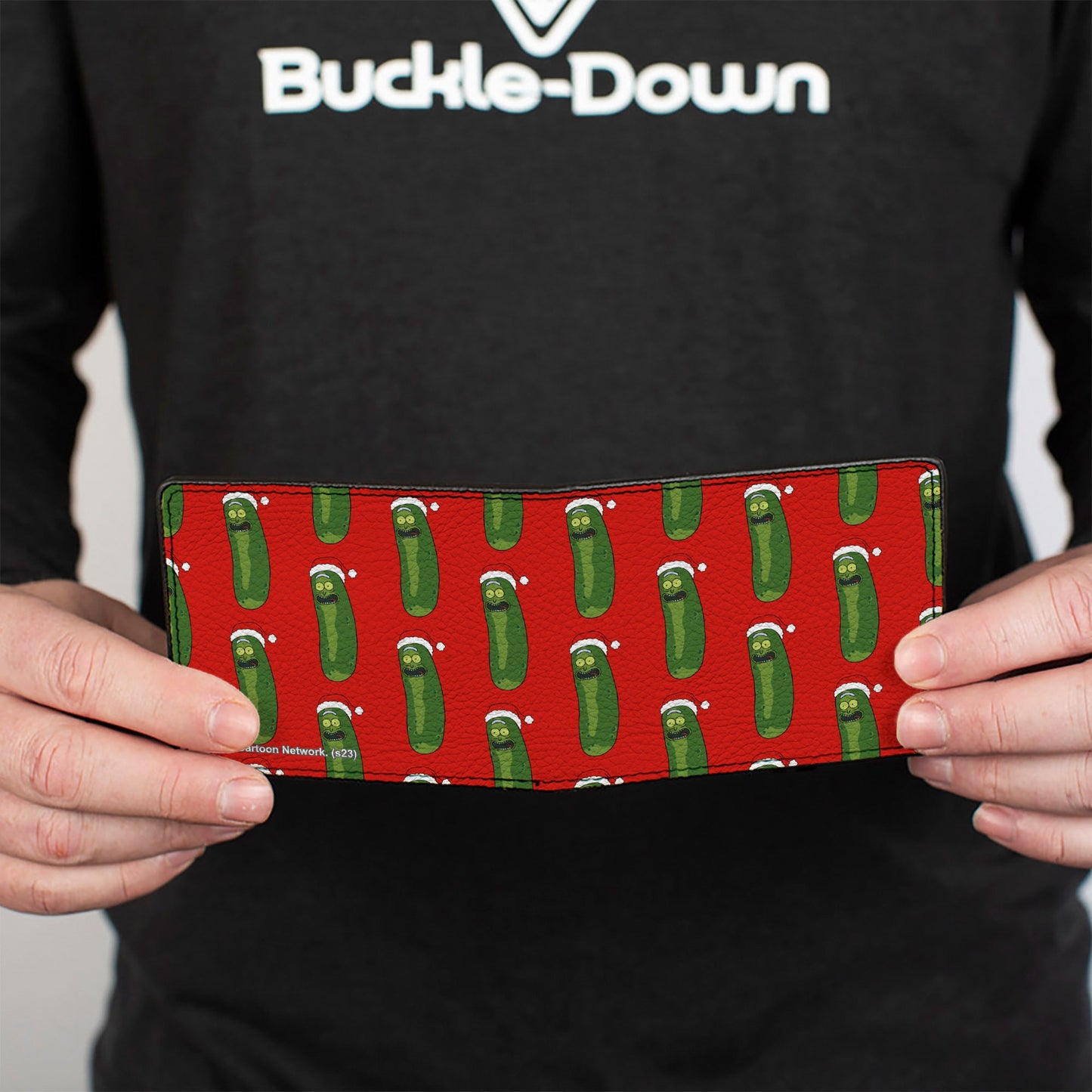 Bi-Fold Wallet - Rick and Morty Holiday Pickle Rick Santa Clause Pose Red