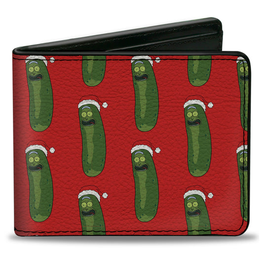 Bi-Fold Wallet - Rick and Morty Holiday Pickle Rick Santa Clause Pose Red