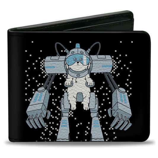 Bi-Fold Wallet - Rick and Morty Snuffles Pose and Quote Black/White/Blues