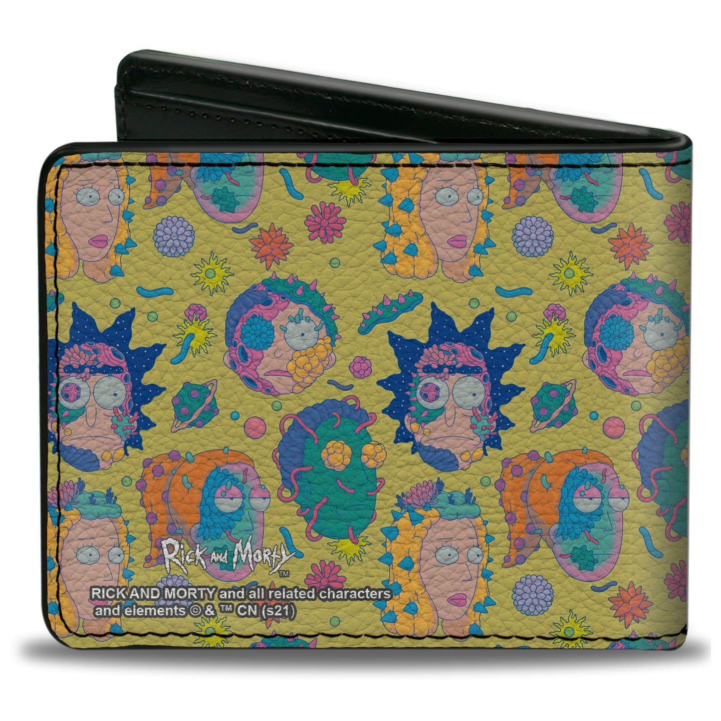 Bi-Fold Wallet - Rick and Morty Smith Family Faces and Cells Collage Yellow