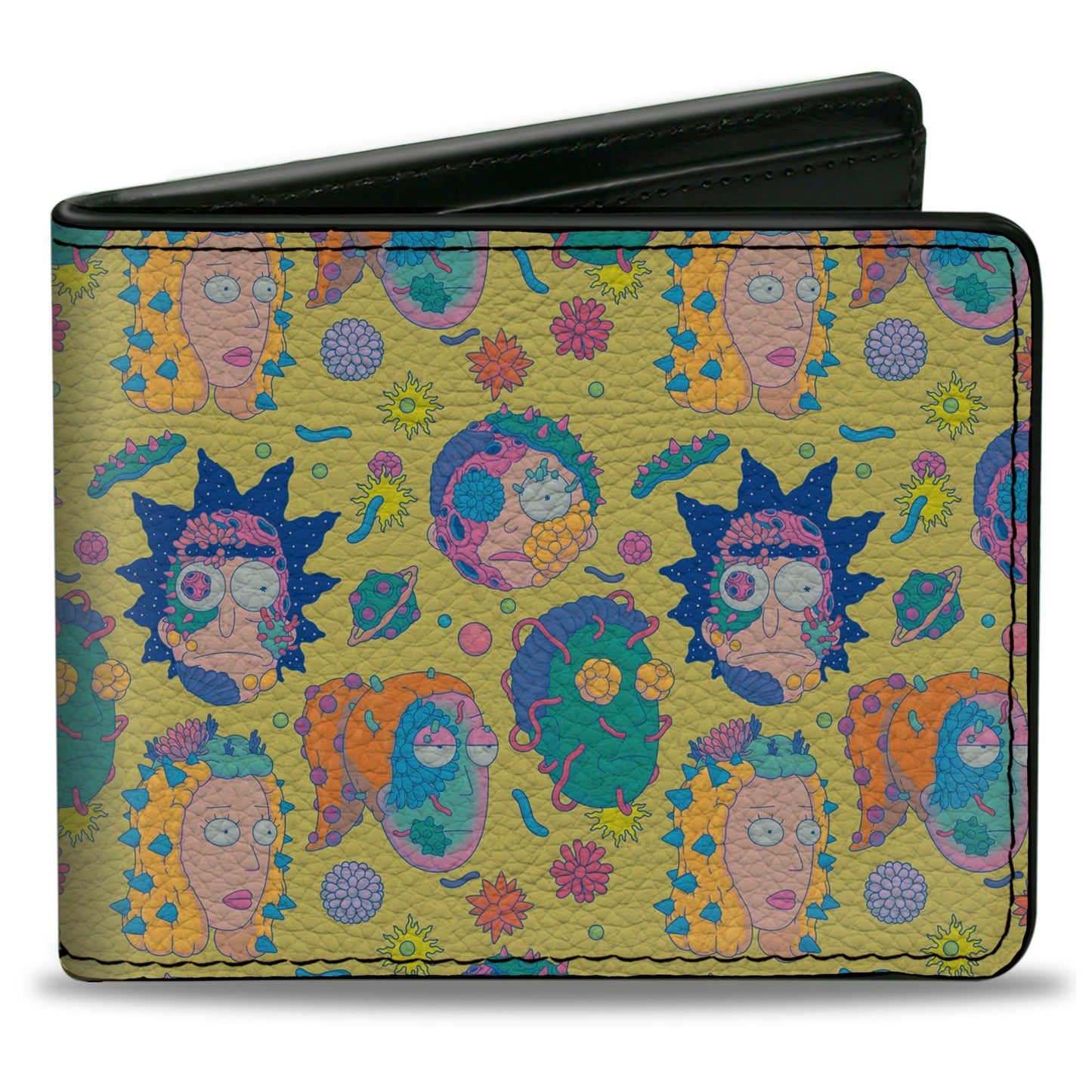 Bi-Fold Wallet - Rick and Morty Smith Family Faces and Cells Collage Yellow