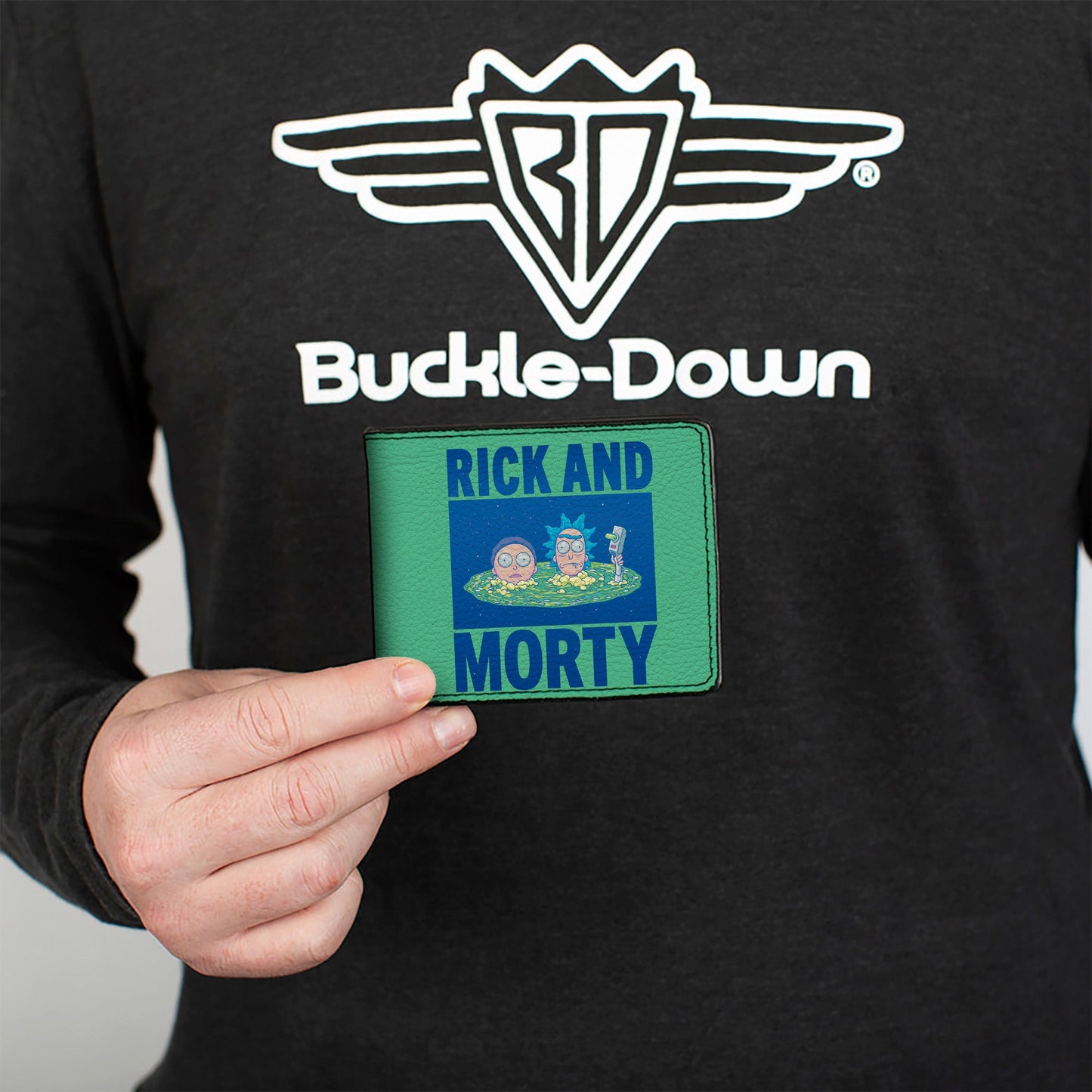 Bi-Fold Wallet - RICK AND MORTY Floating Portal Pose Turquoise/Blue