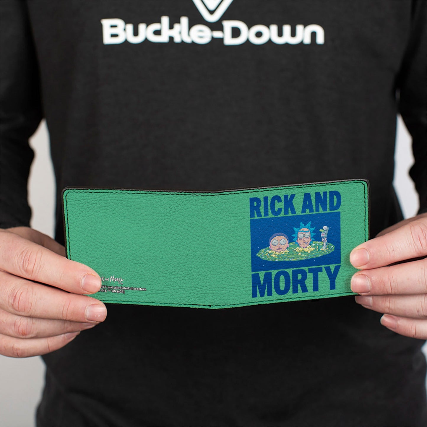 Bi-Fold Wallet - RICK AND MORTY Floating Portal Pose Turquoise/Blue