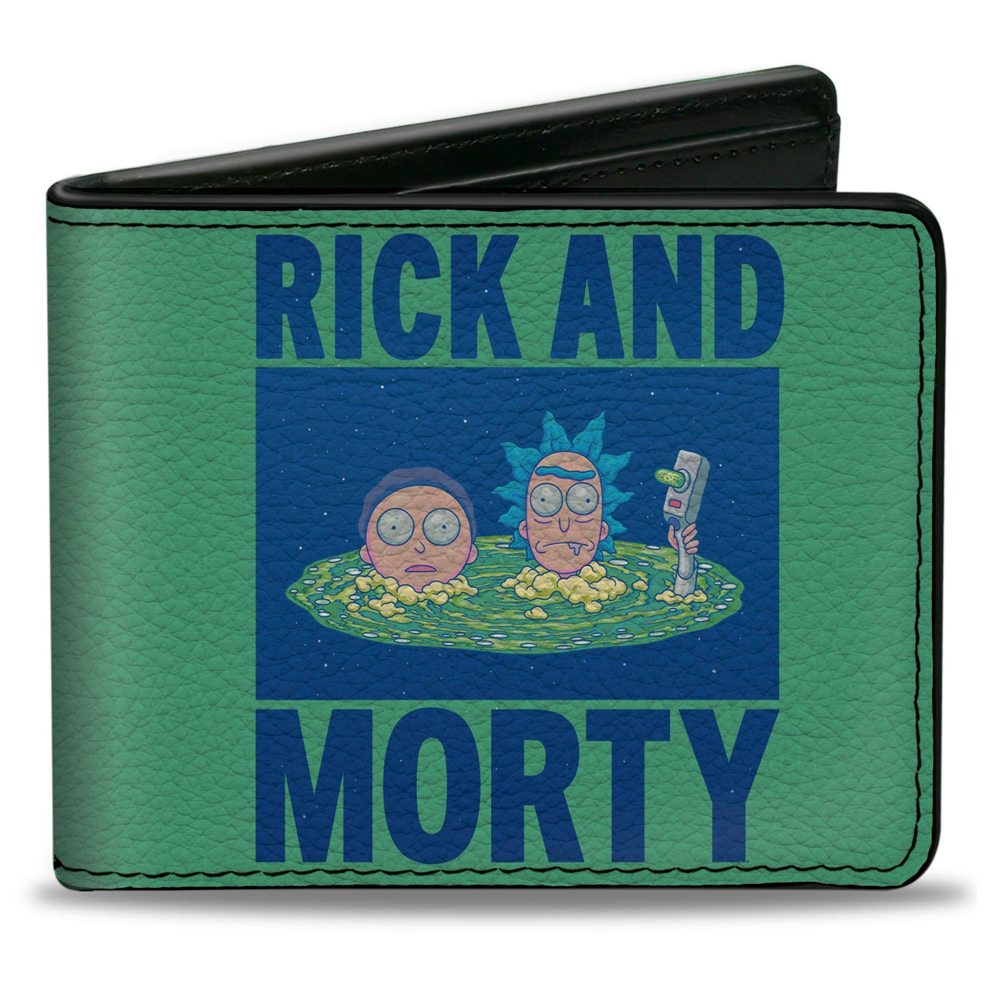 Bi-Fold Wallet - RICK AND MORTY Floating Portal Pose Turquoise/Blue