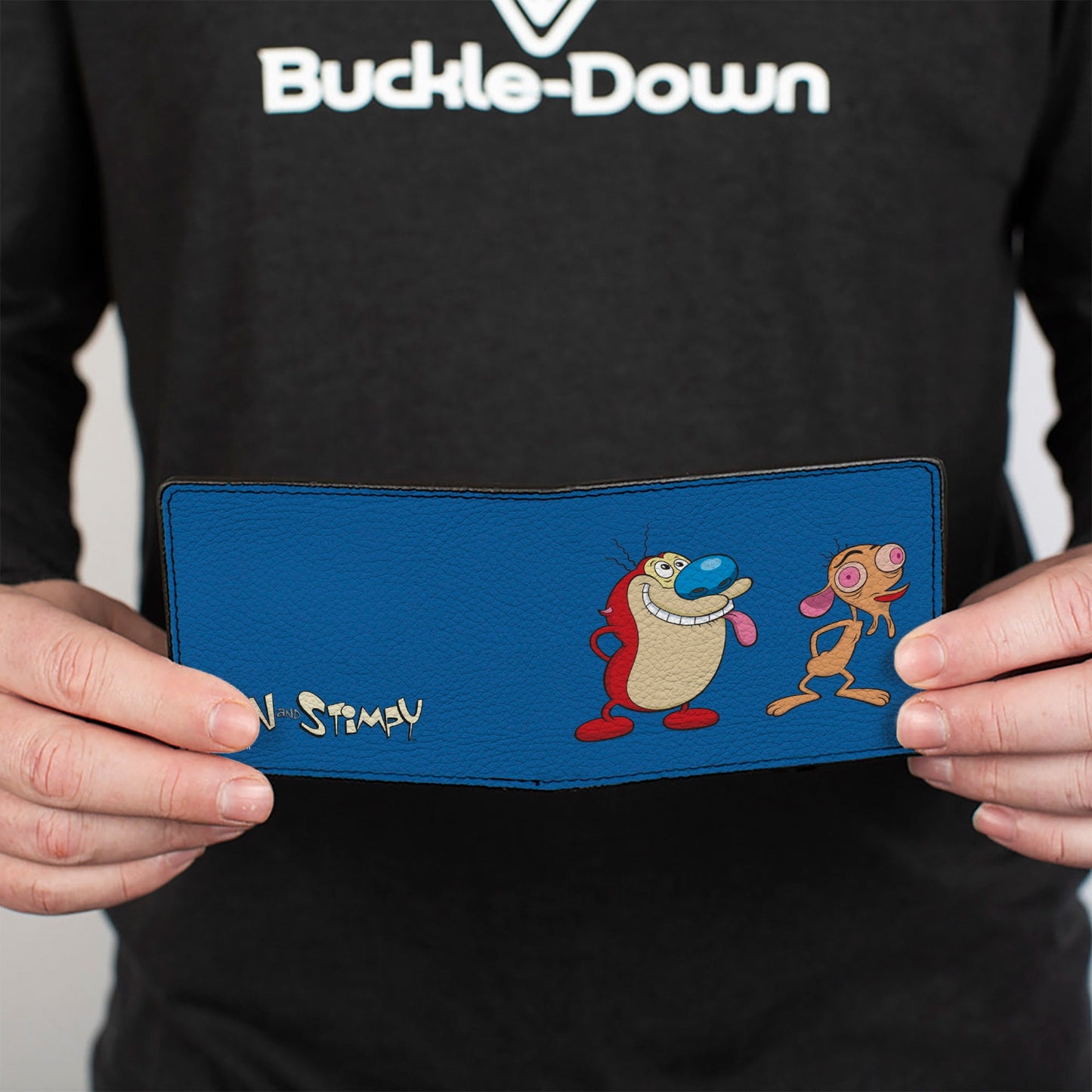 Bi-Fold Wallet - Ren and Stimpy Hands Behind Back Pose Blue
