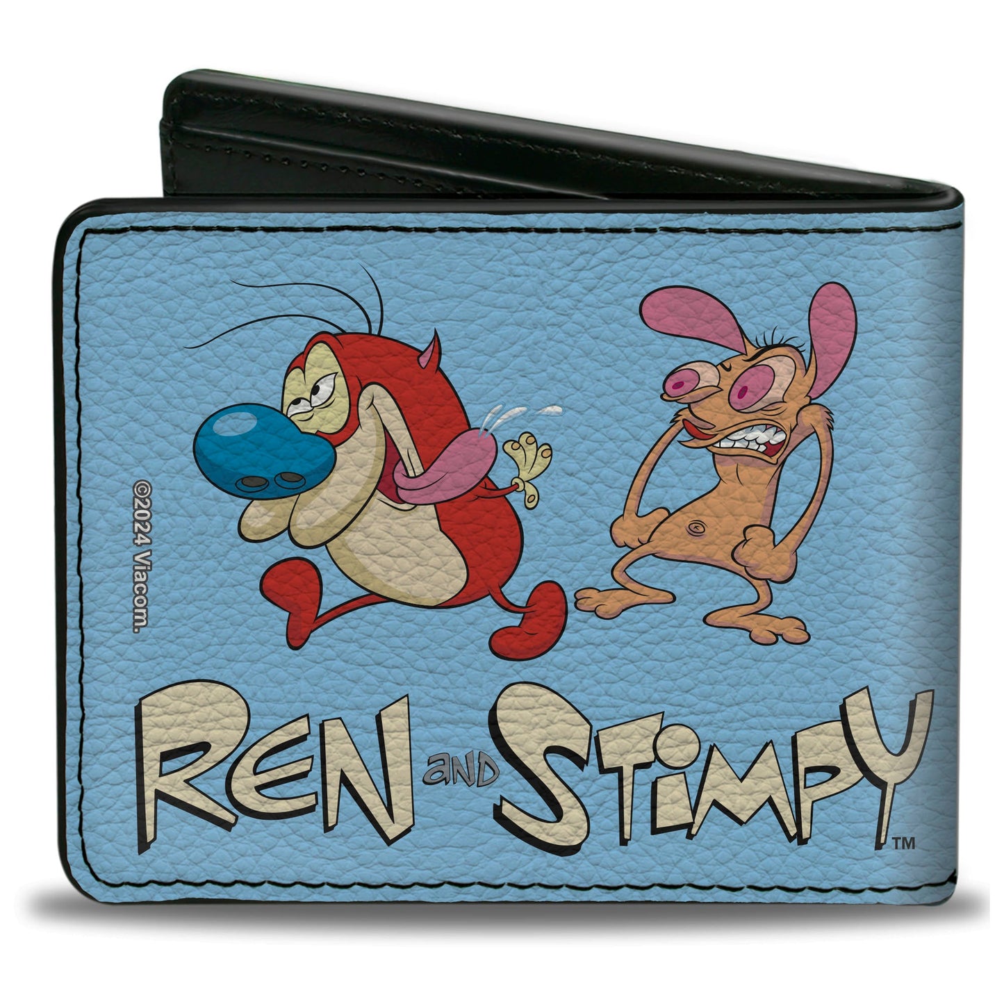 Bi-Fold Wallet - REN AND STIMPY Fighting Scenes and Title Logo Blue
