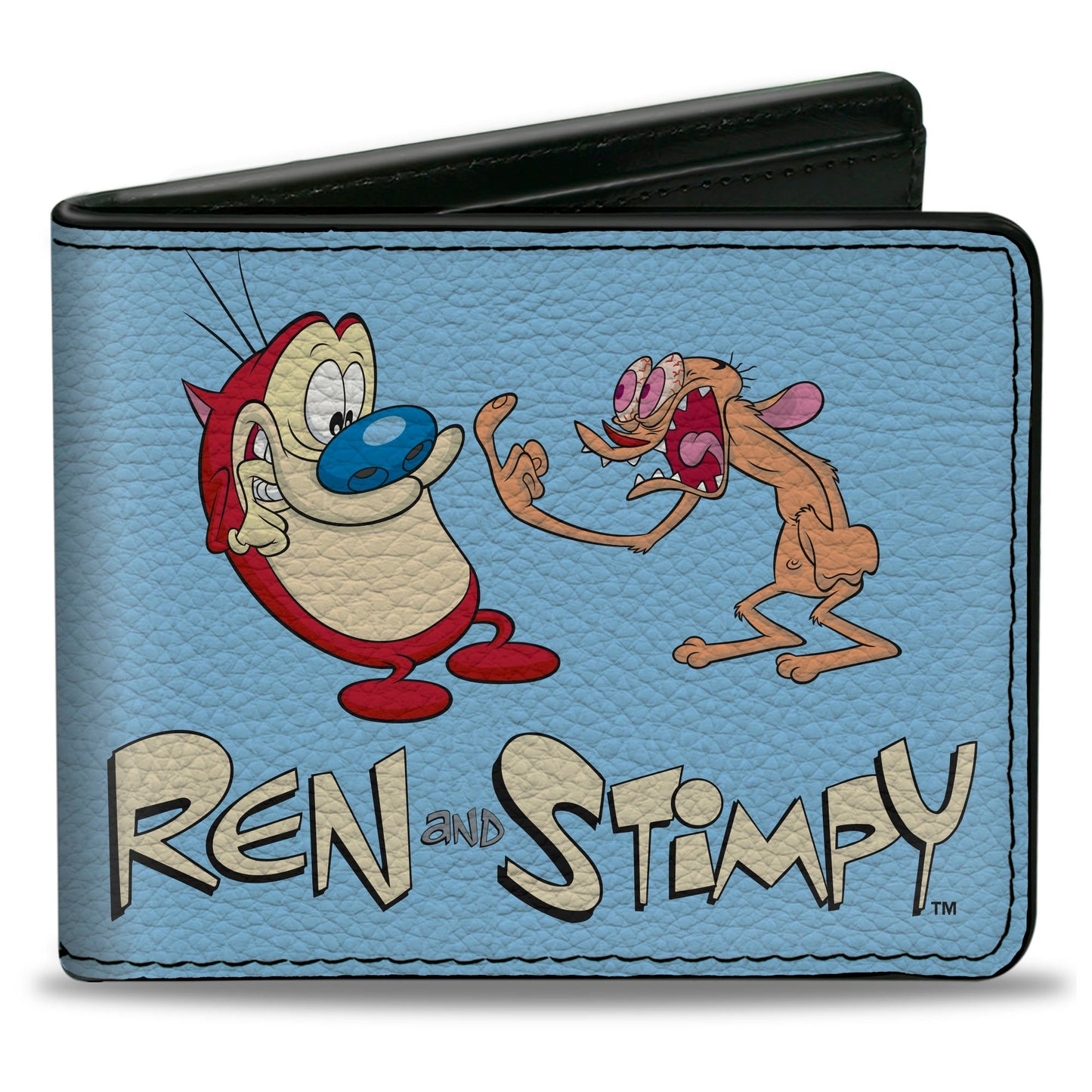 Bi-Fold Wallet - REN AND STIMPY Fighting Scenes and Title Logo Blue