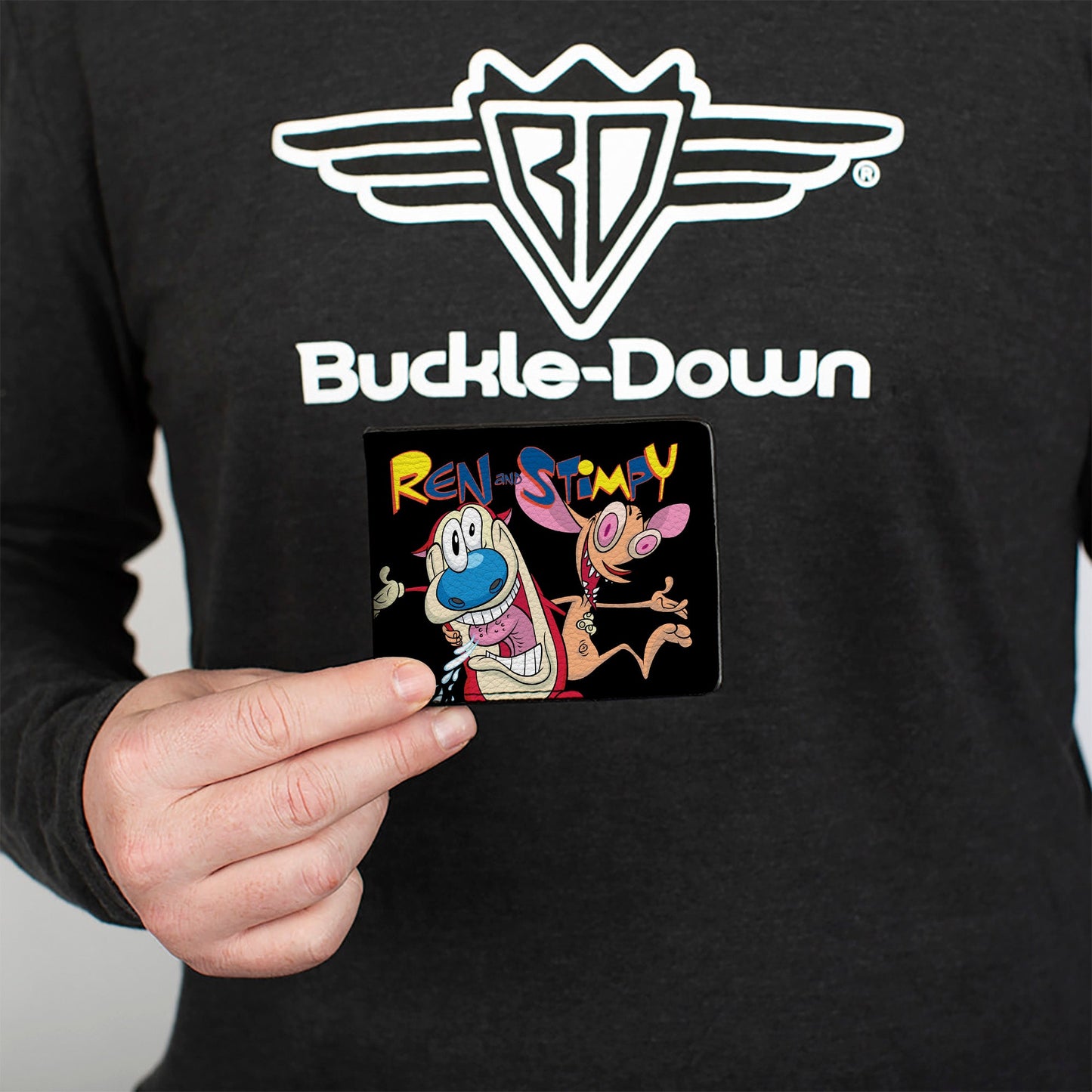 Bi-Fold Wallet - REN AND STIMPY Buddy Pose Black