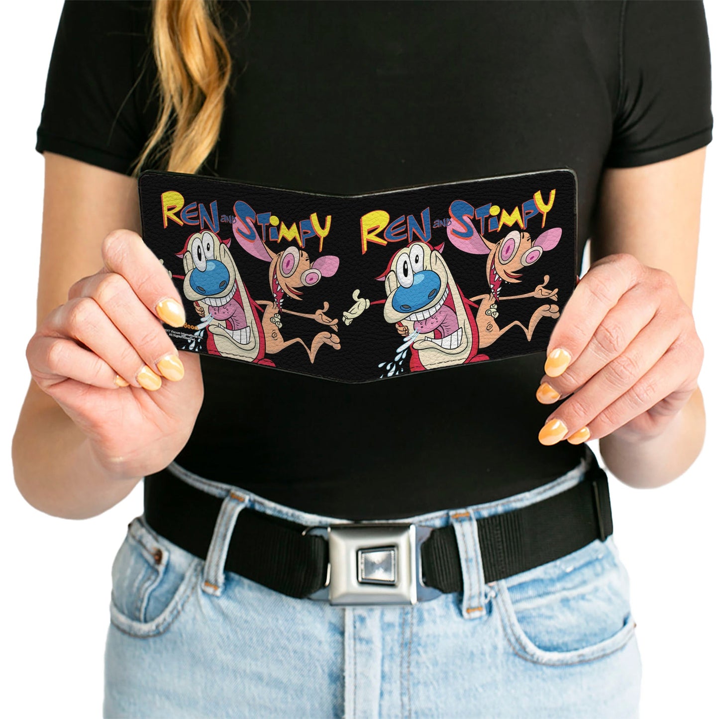 Bi-Fold Wallet - REN AND STIMPY Buddy Pose Black