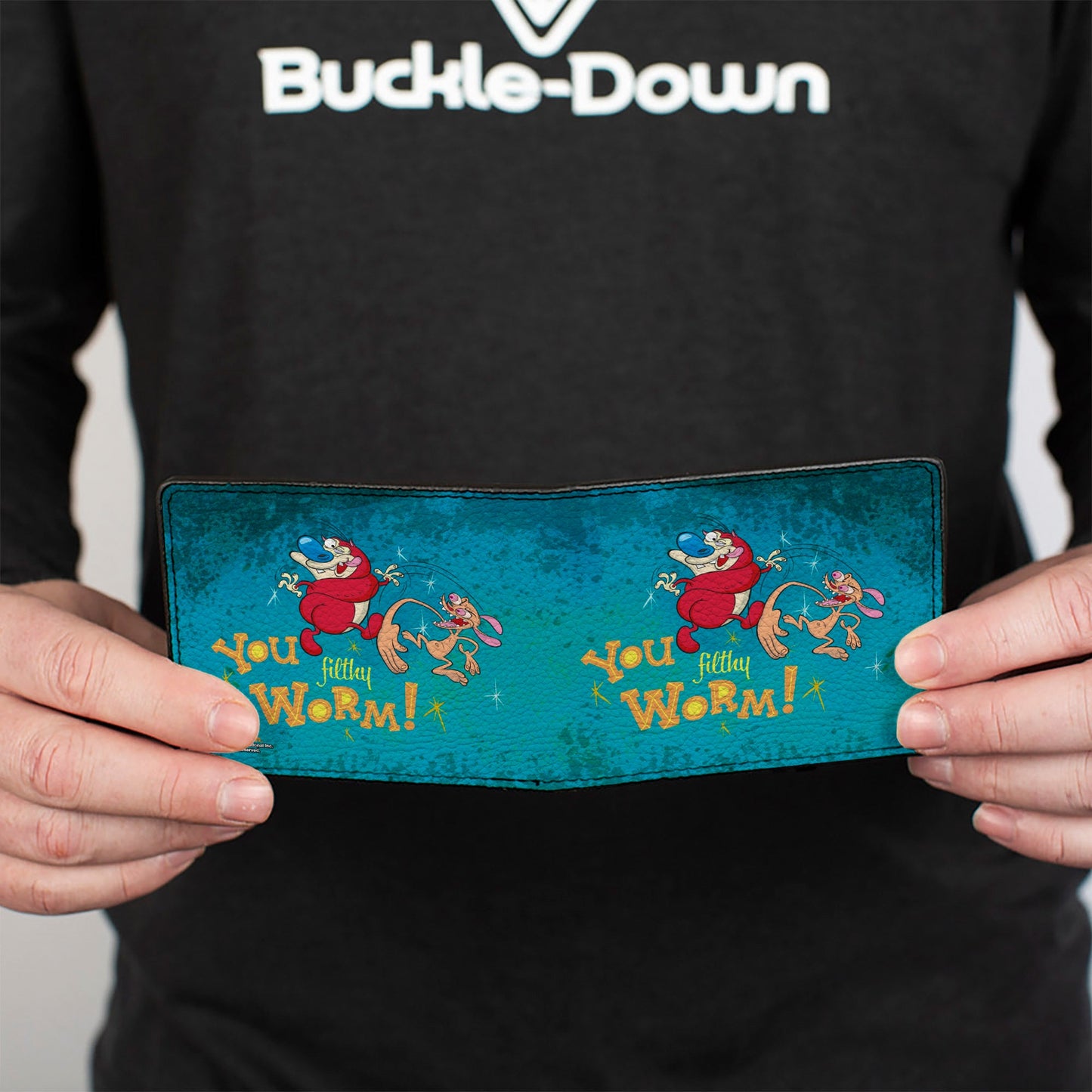 Bi-Fold Wallet - Ren Slapping Stimpy YOU FILTHY WORM!