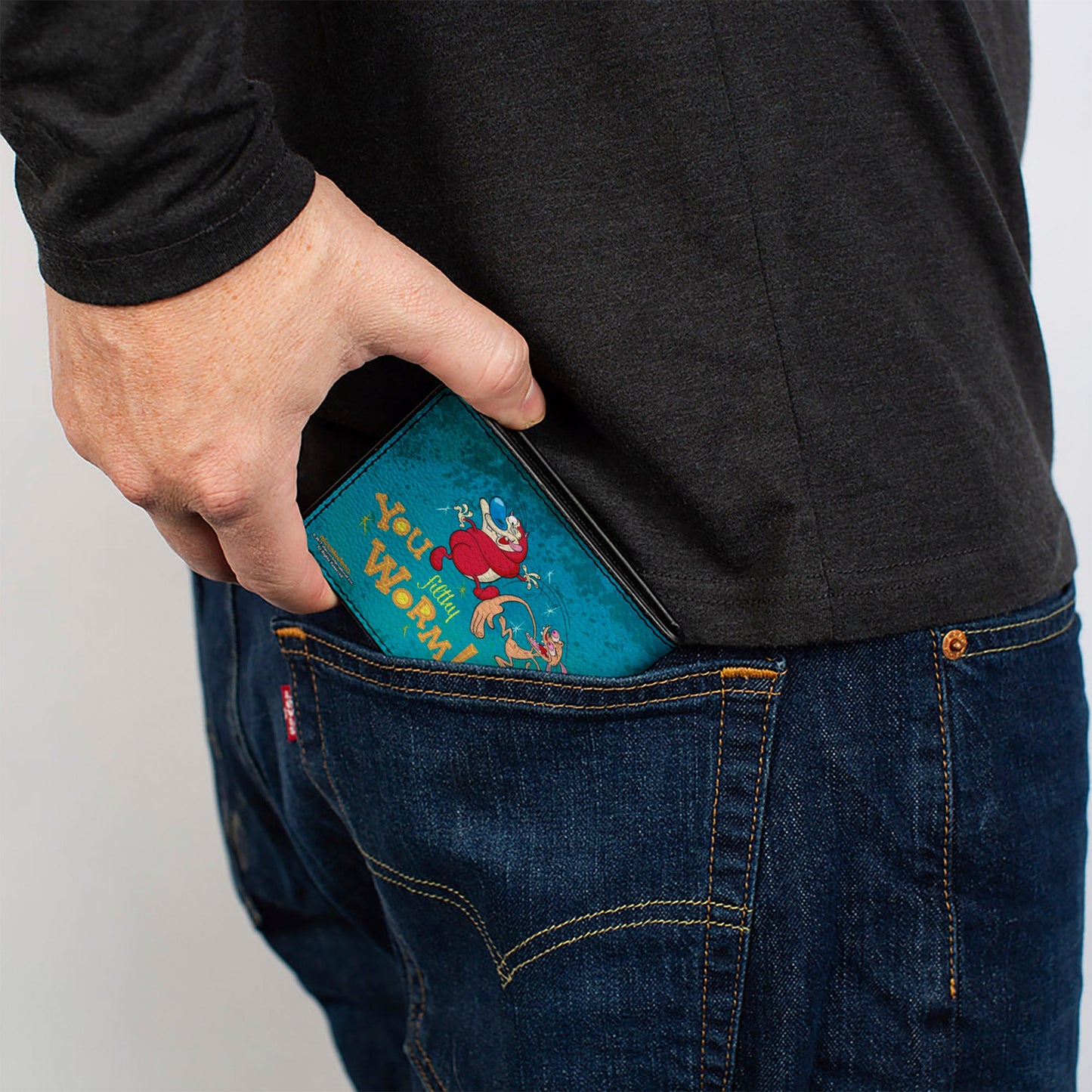 Bi-Fold Wallet - Ren Slapping Stimpy YOU FILTHY WORM!