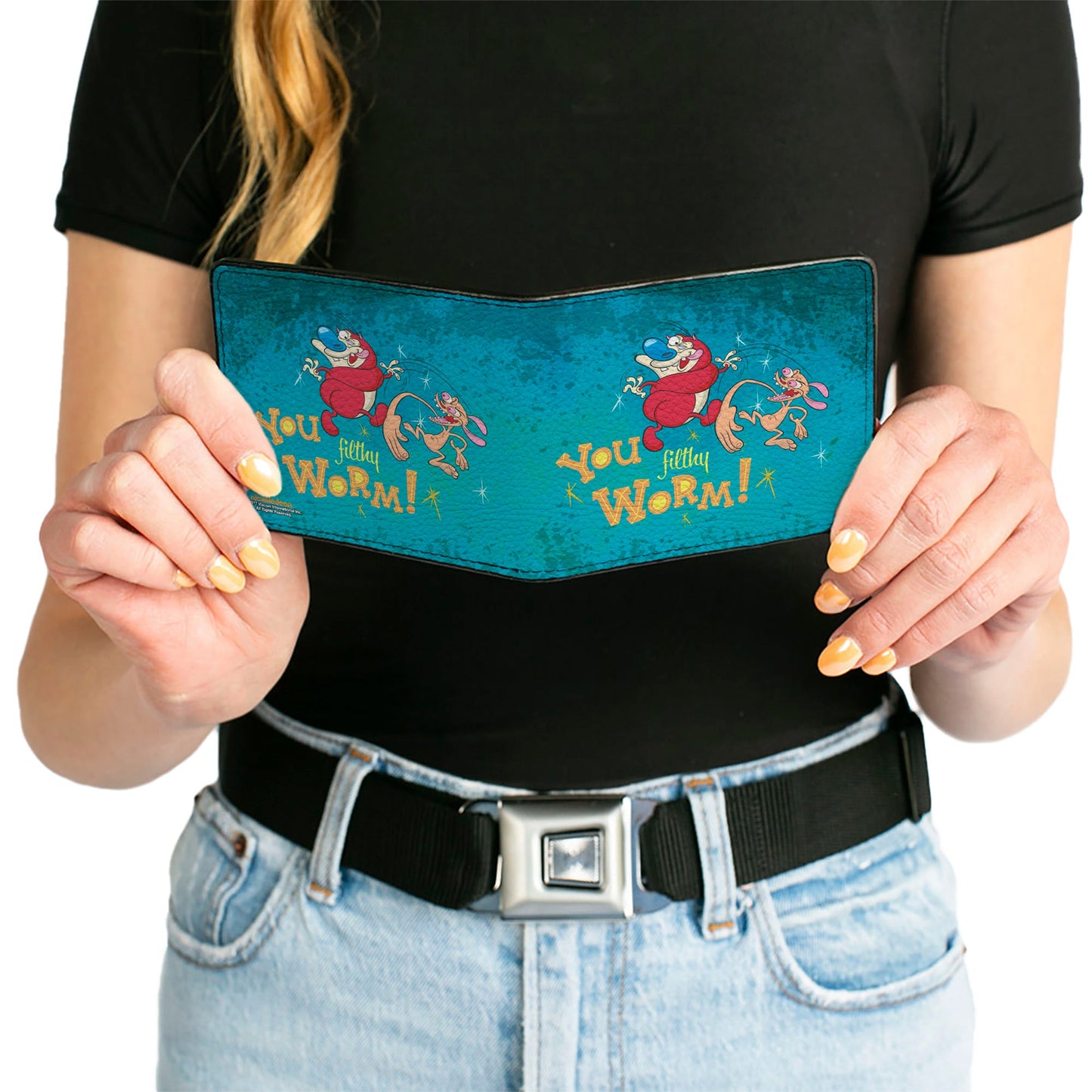 Bi-Fold Wallet - Ren Slapping Stimpy YOU FILTHY WORM!
