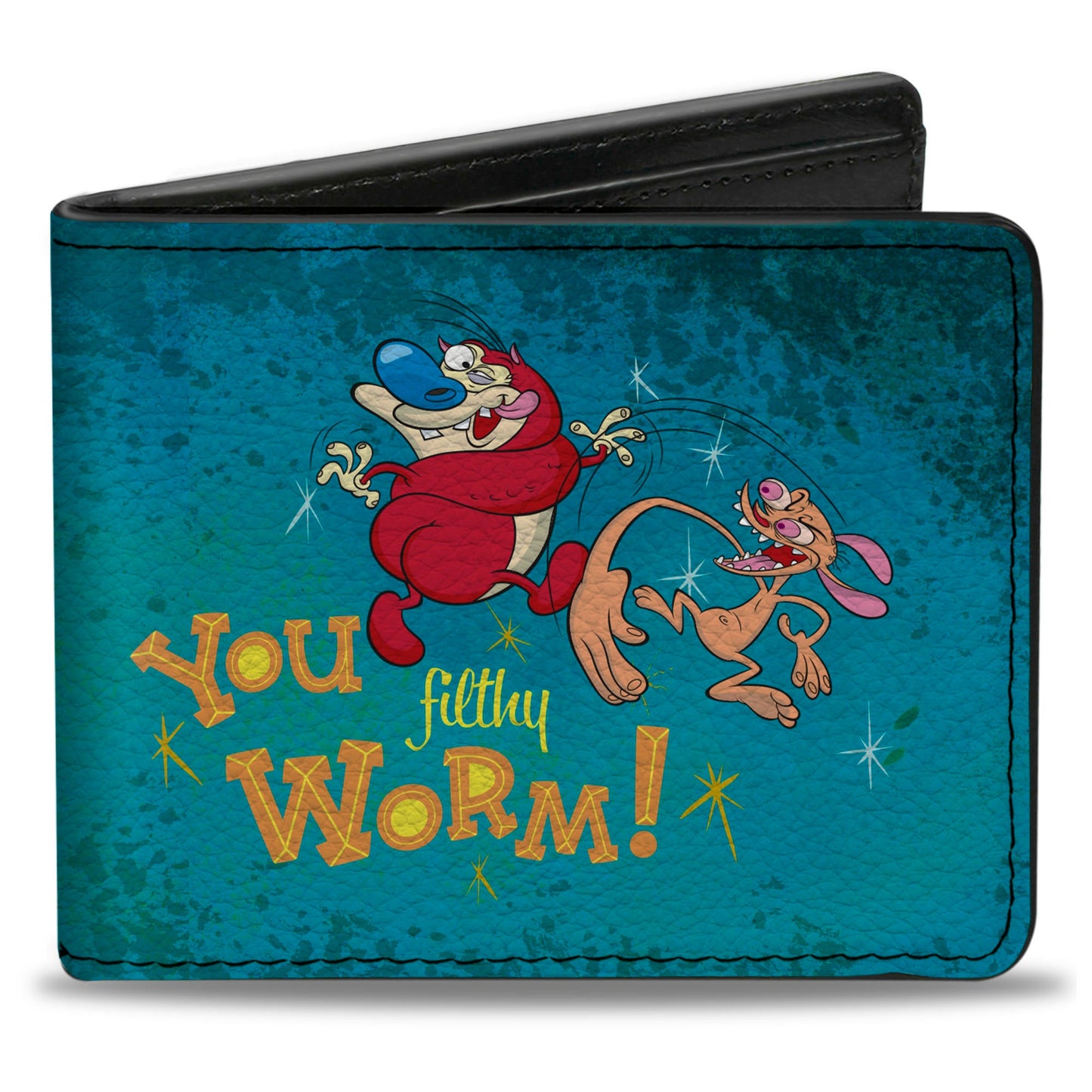 Bi-Fold Wallet - Ren Slapping Stimpy YOU FILTHY WORM!