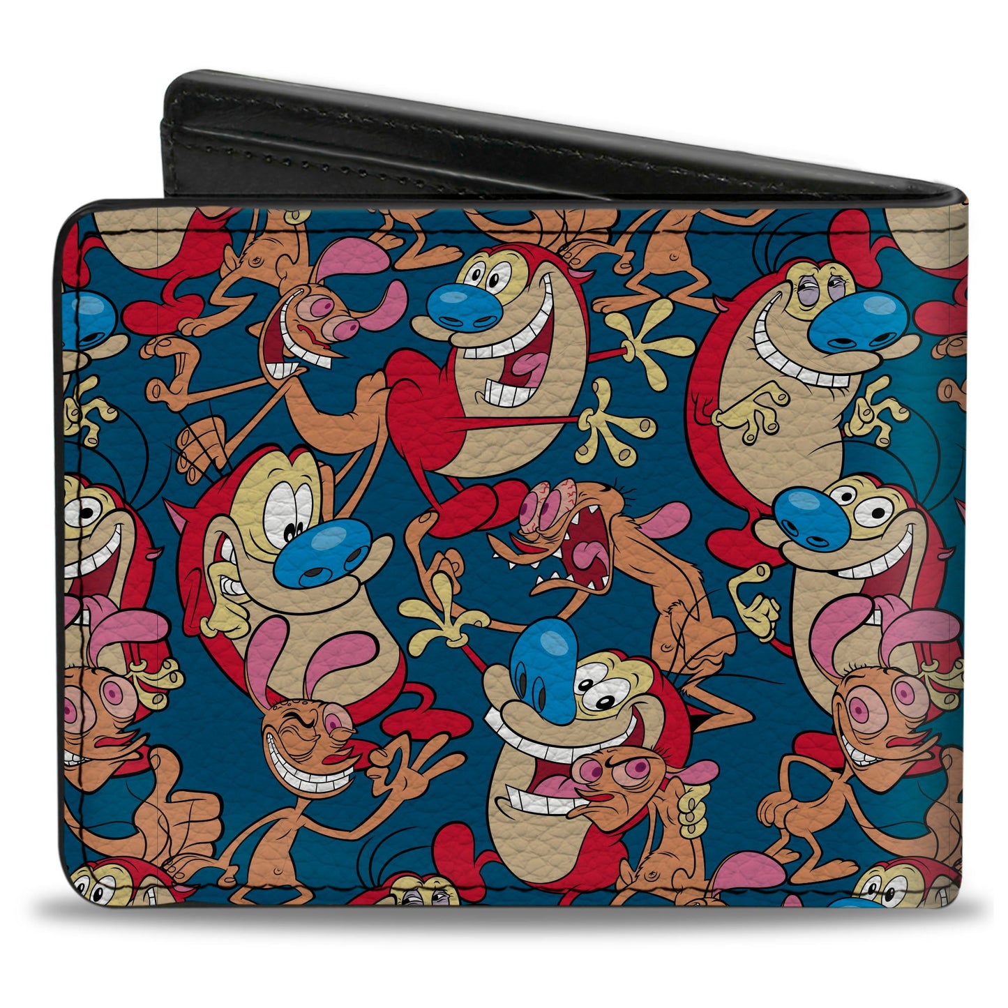 Bi-Fold Wallet - REN AND STIMPY Multi-Pose Collage Blue