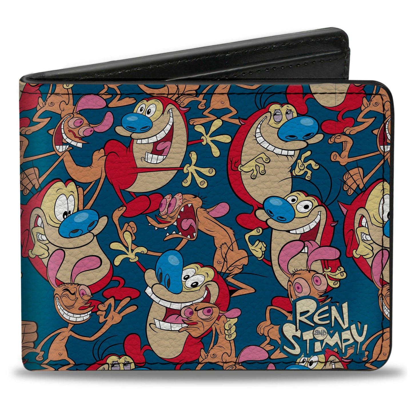 Bi-Fold Wallet - REN AND STIMPY Multi-Pose Collage Blue