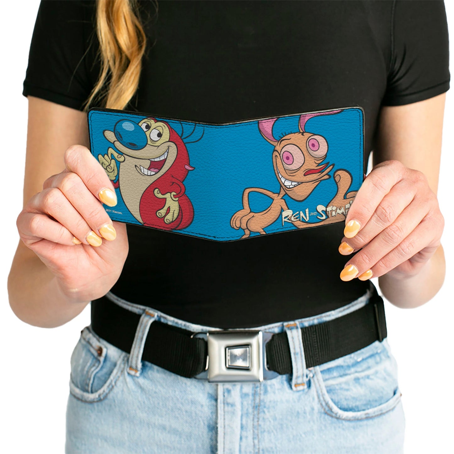 Bi-Fold Wallet - The Ren & Stimpy Show Ren and Stimpy Behind Pose Blue