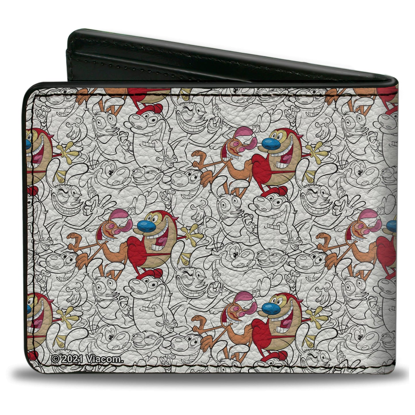 Bi-Fold Wallet - The Ren & Stimpy Show Poses Collage Outline Full Color