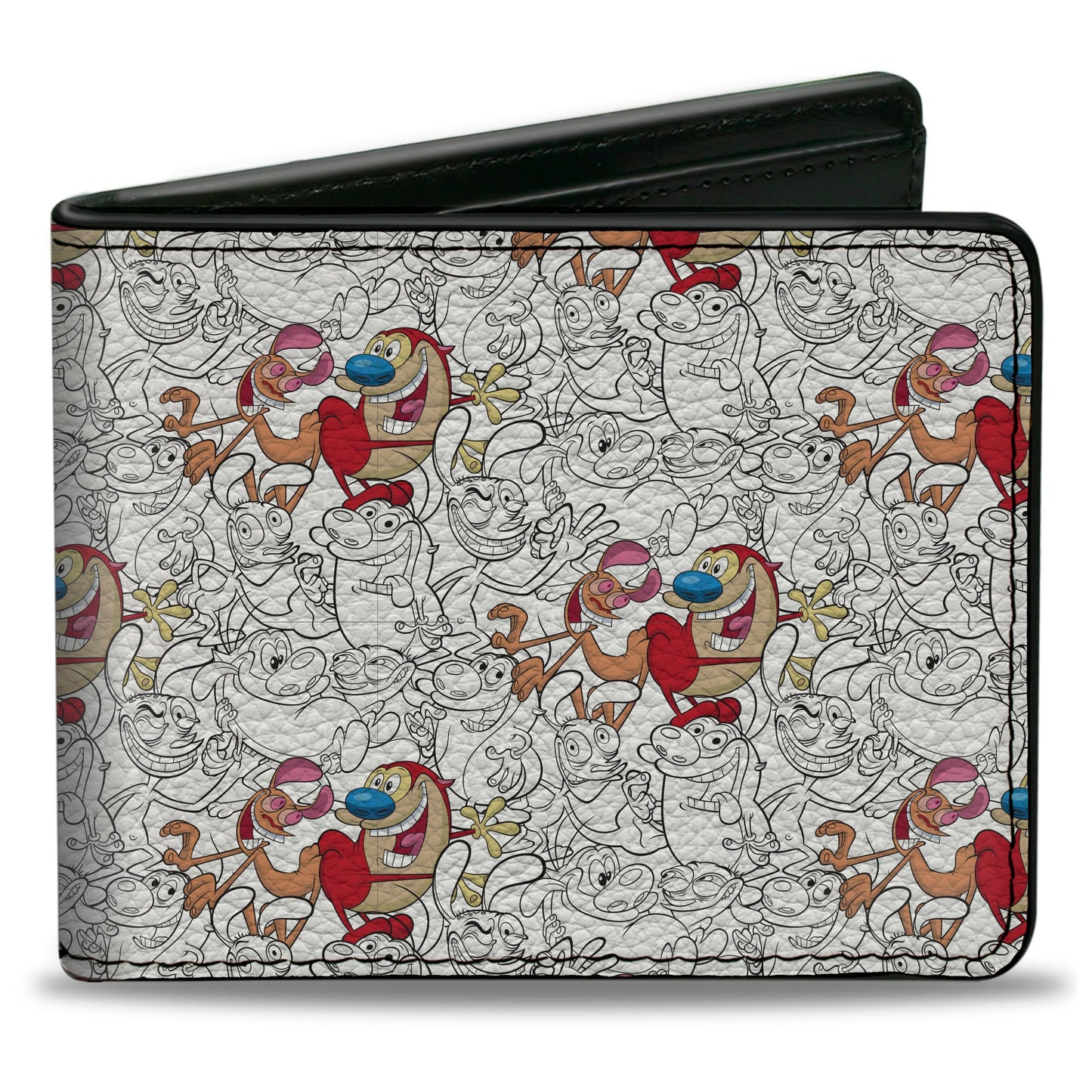 Bi-Fold Wallet - The Ren & Stimpy Show Poses Collage Outline Full Color