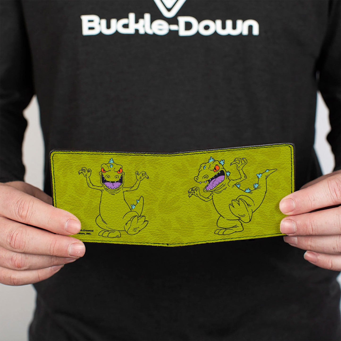 Bi-Fold Wallet - Rugrats Reptar 2-Poses Footprints Scattered Greens