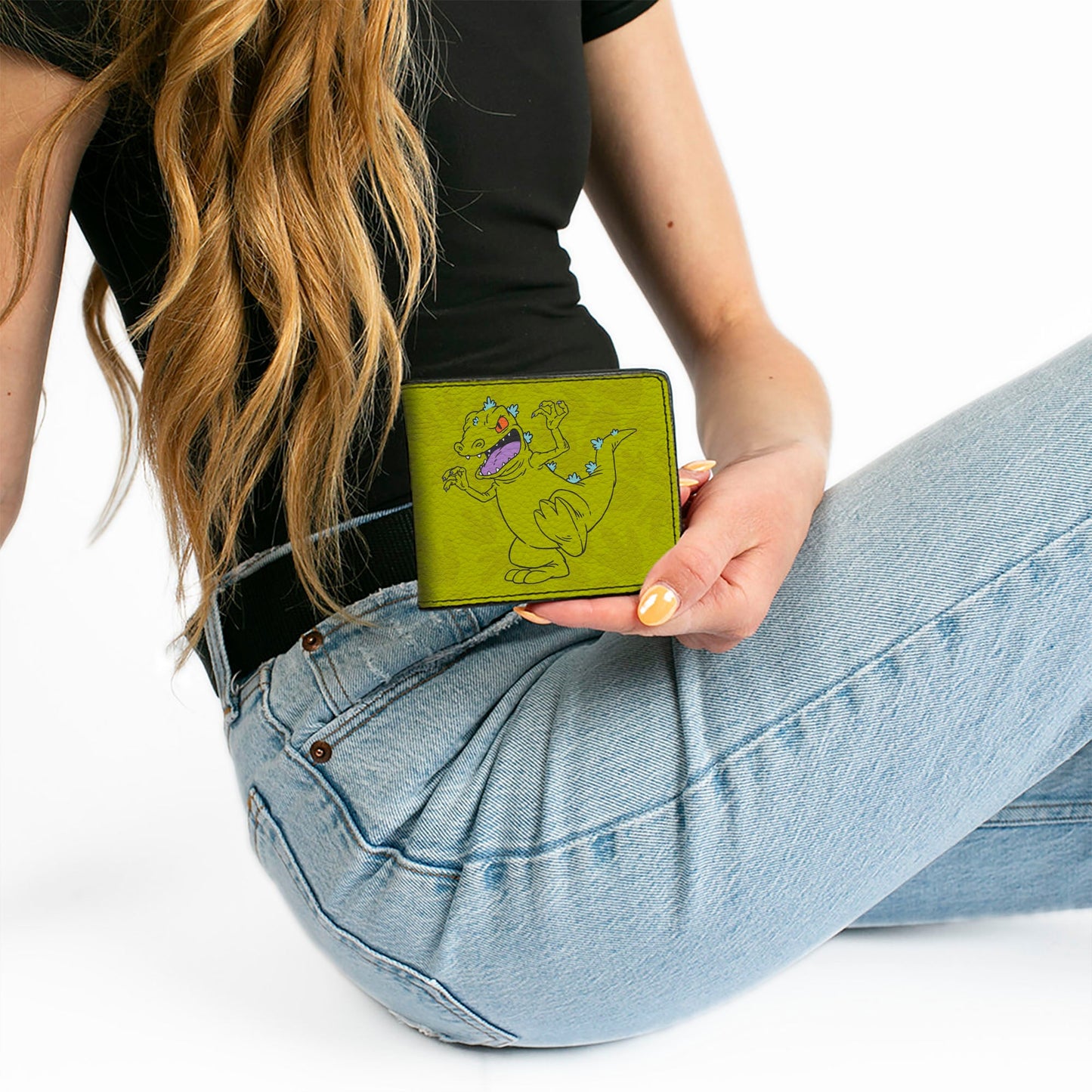 Bi-Fold Wallet - Rugrats Reptar 2-Poses Footprints Scattered Greens
