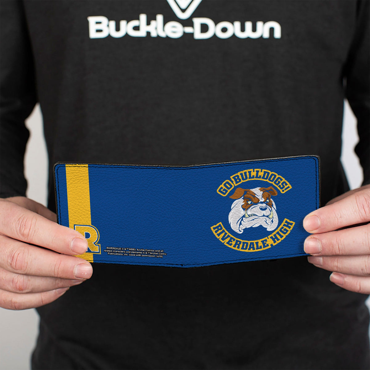 Bi-Fold Wallet - Riverdale Bulldog Mascot GO BULLDOGS!-RIVERDALE HIGH Blue Yellow