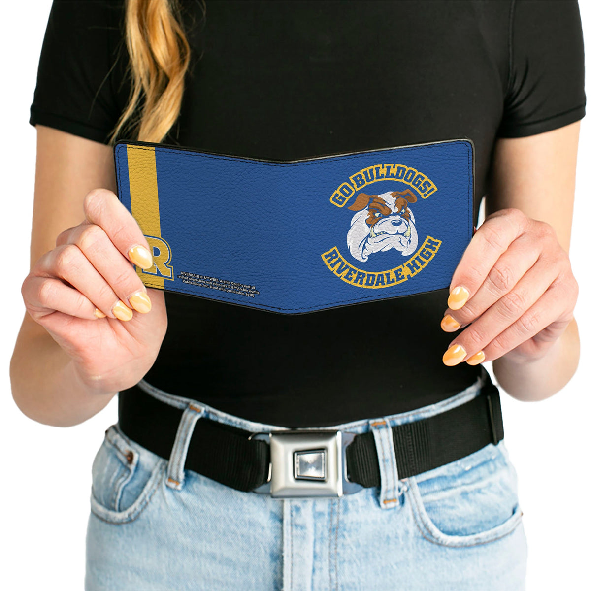 Bi-Fold Wallet - Riverdale Bulldog Mascot GO BULLDOGS!-RIVERDALE HIGH Blue Yellow