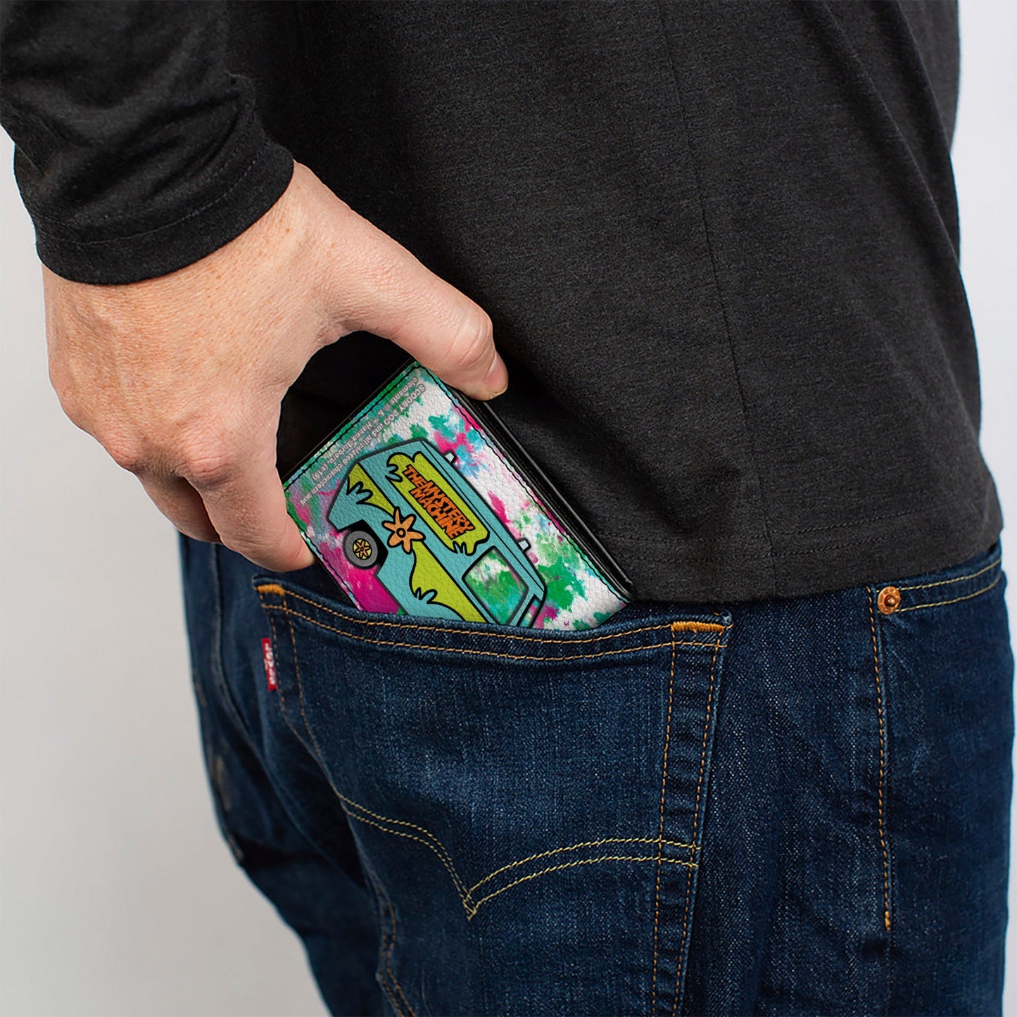 Bi-Fold Wallet - Scooby & Shaggy Smiling + Mystery Machine Splatter White Pinks Greens