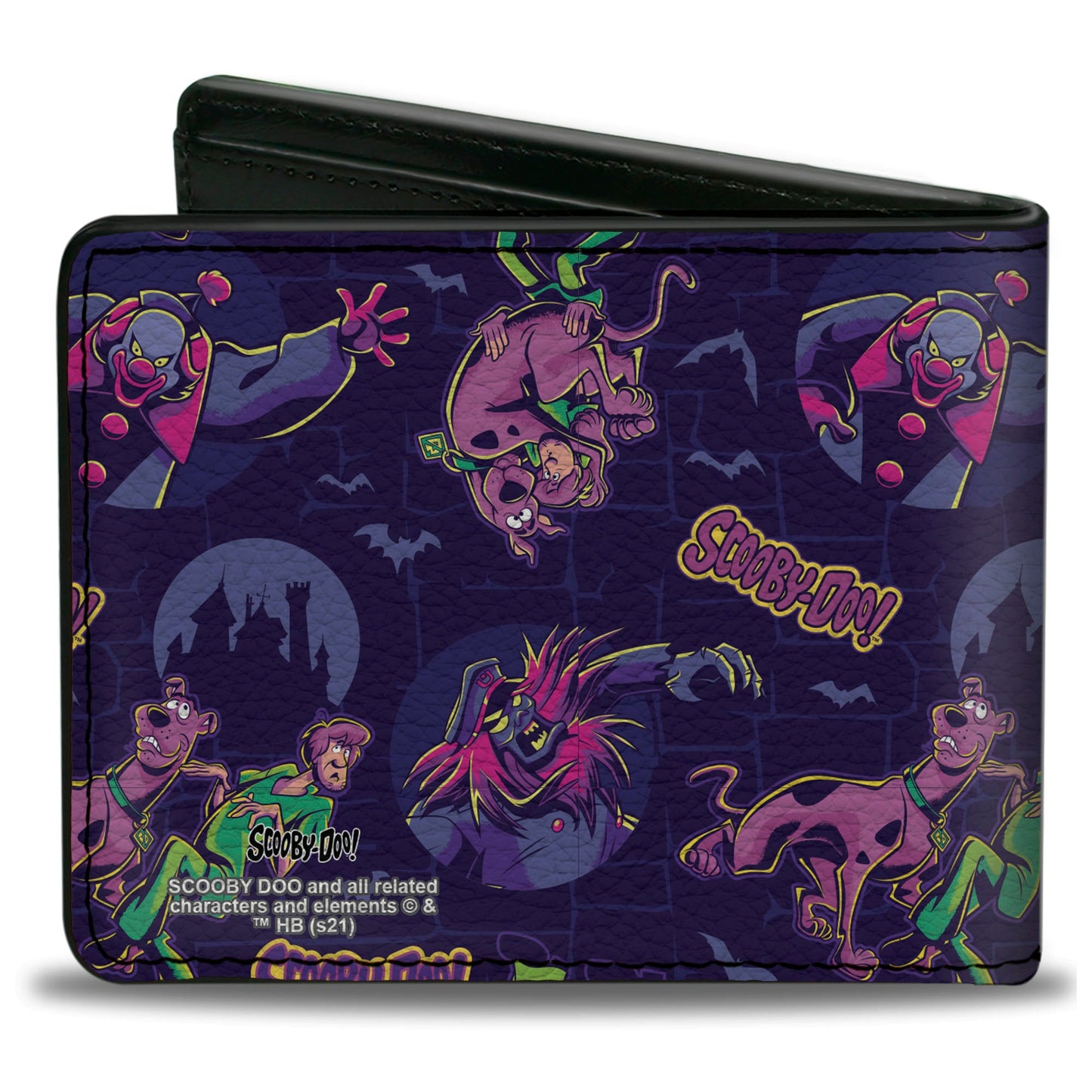 Bi-Fold Wallet - SCOOBY-DOO and Shaggy with Ghost Clown Poses Scattered Purples