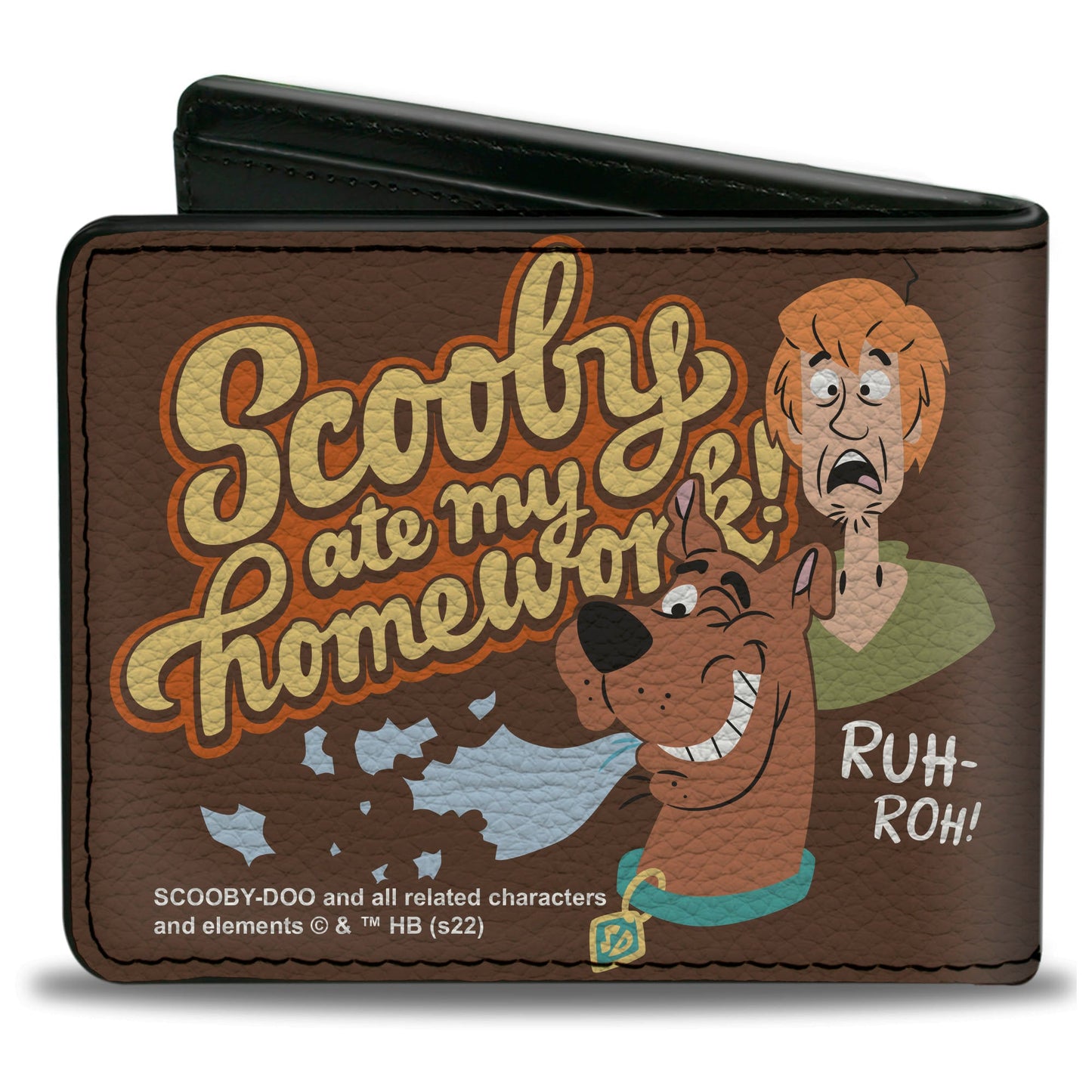 Bi-Fold Wallet - Scooby Doo and Shaggy SCOOBY ATE MY HOMEWORK Pose Brown