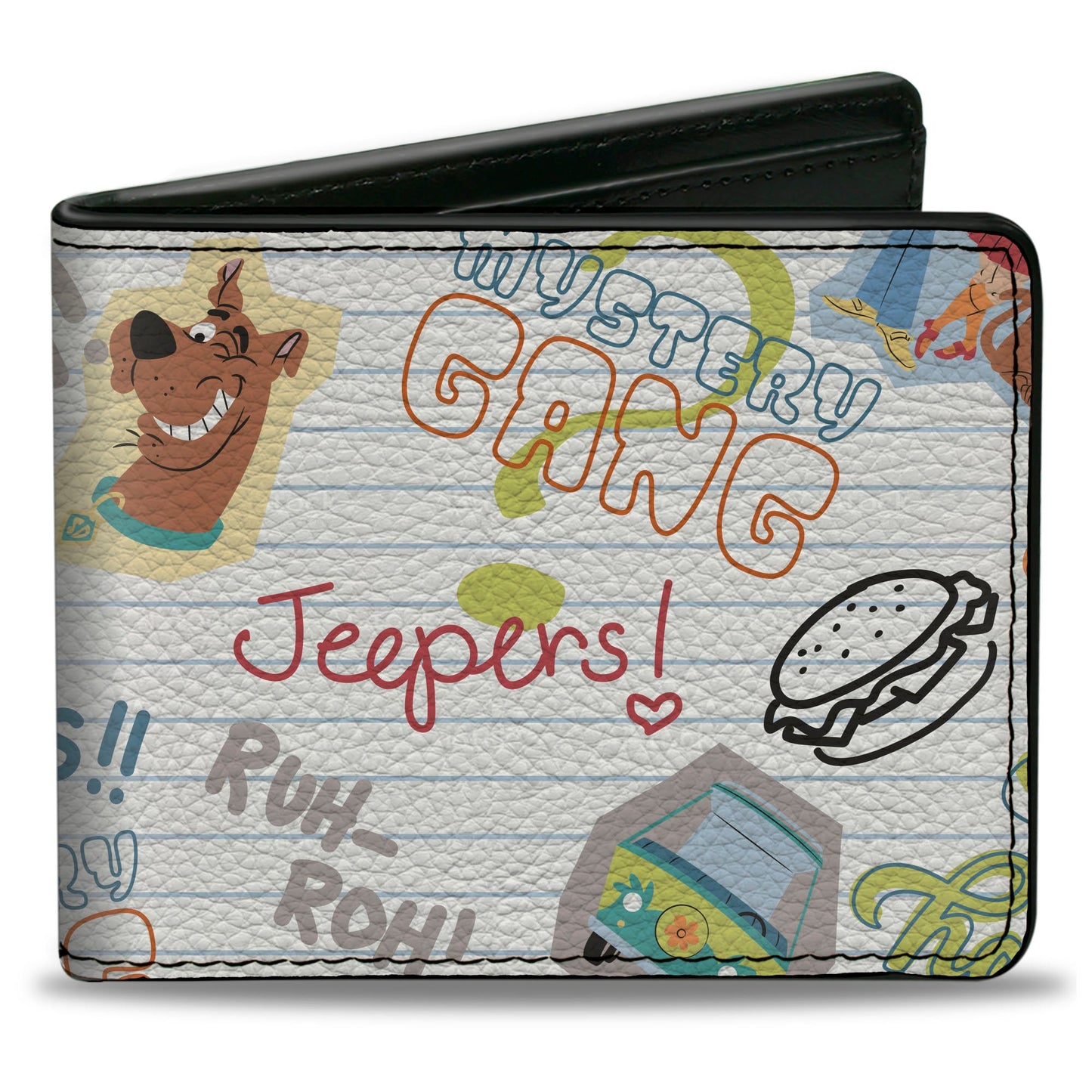 Bi-Fold Wallet - Scooby Doo Notebook Doodles Collage White Multi Color