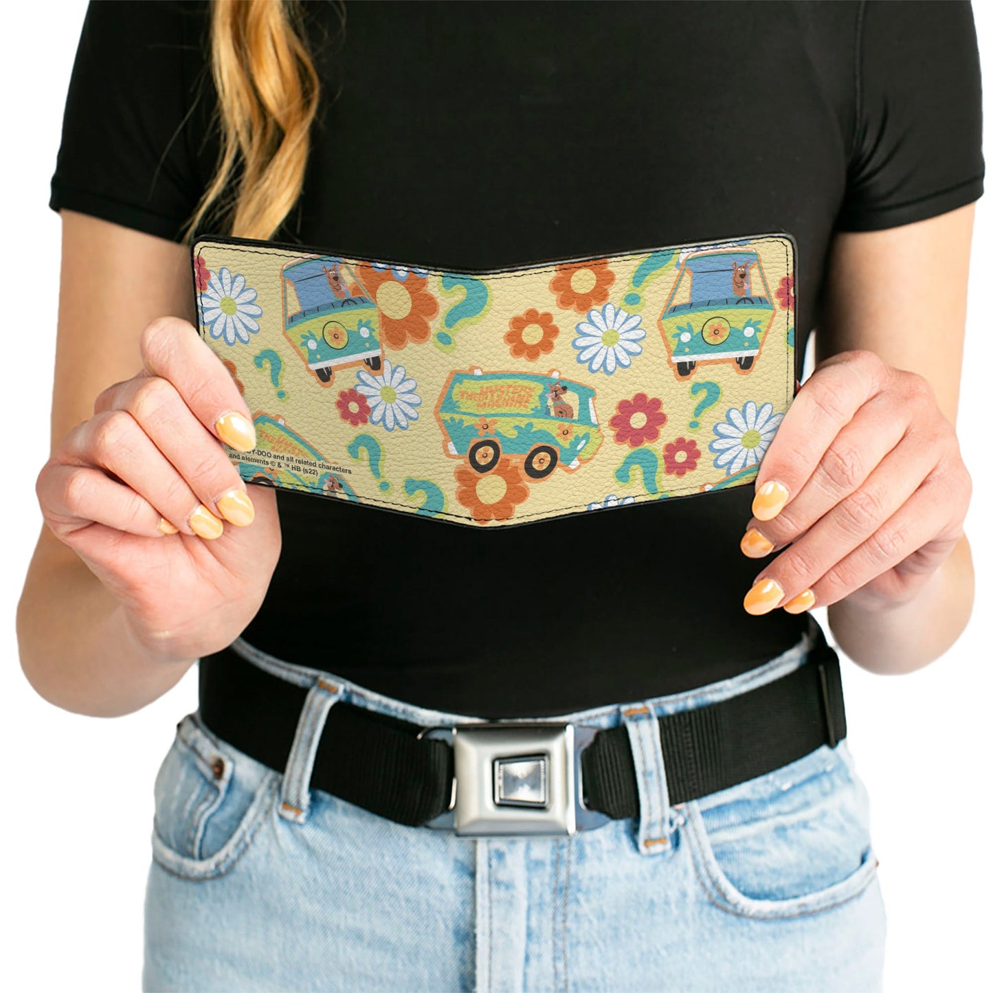 Bi-Fold Wallet - Scooby Doo Mystery Machine and Flowers Collage Cream