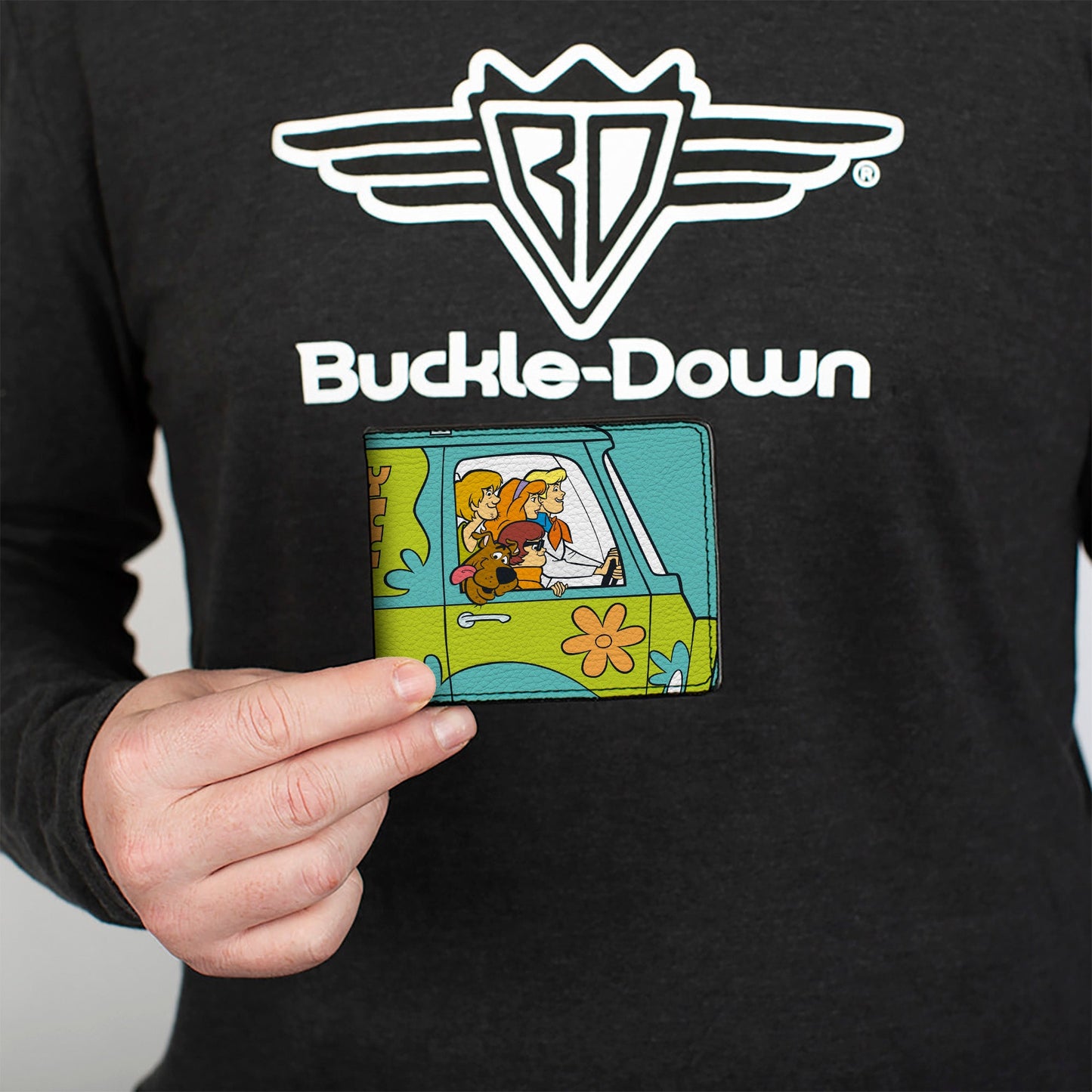 Bi-Fold Wallet - Scooby Doo Group Driving Mystery Machine Side Pose Blue