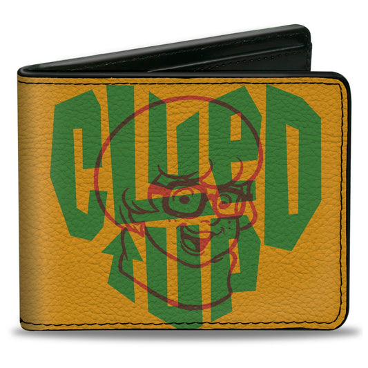 Bi-Fold Wallet - Scooby Doo Velma Smiling Face CLUED UP Yellow/Green/Red