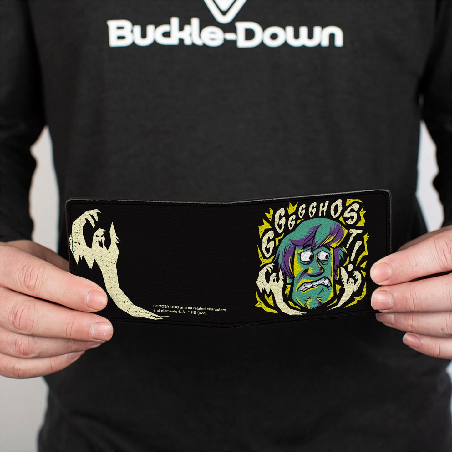 Bi-Fold Wallet - Scooby Doo Shaggy Scared GHOST! Pose Black