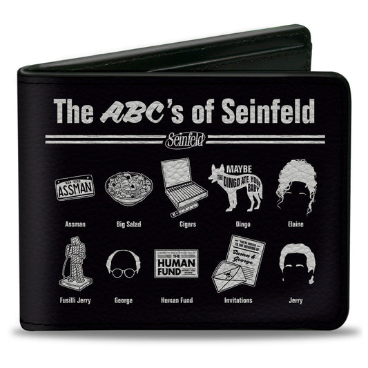 Bi-Fold Wallet - Seinfeld THE ABC's OF SEINFELD Icons Black White