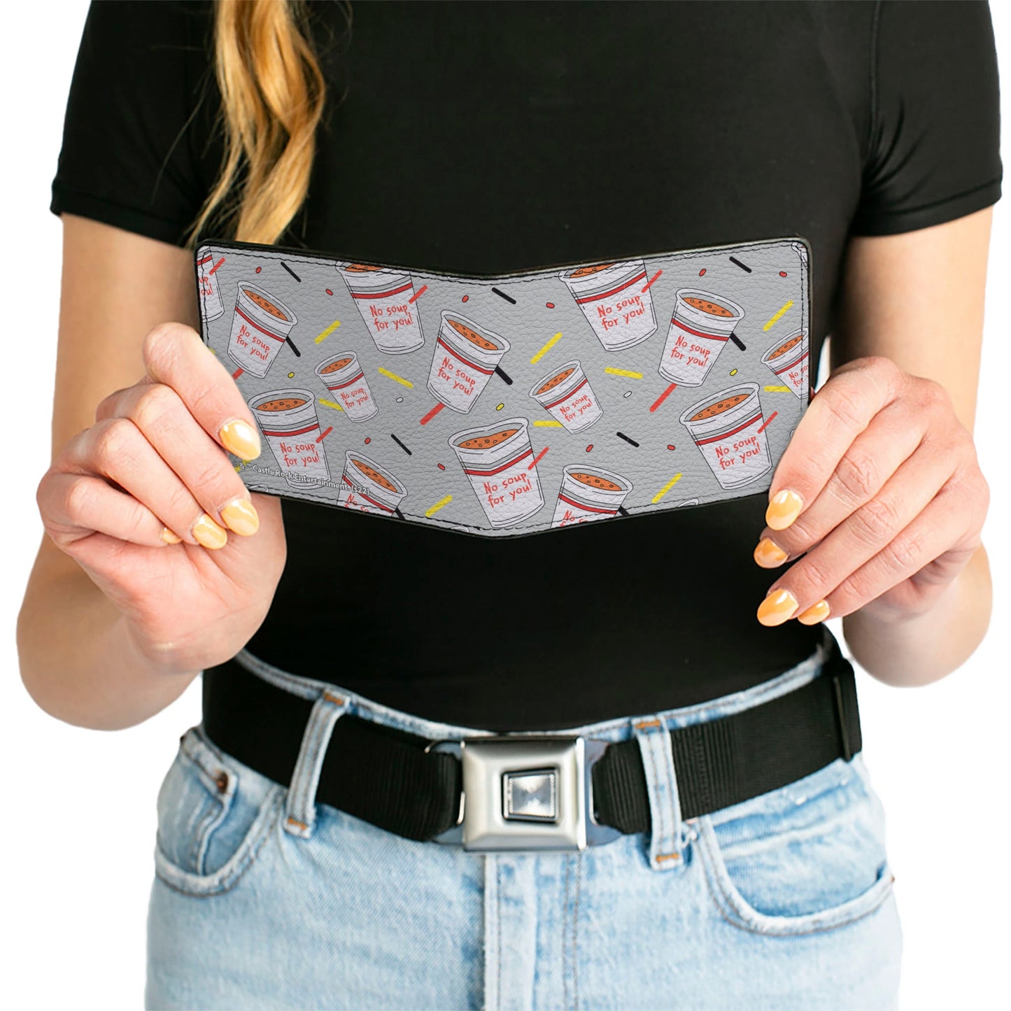 Bi-Fold Wallet - Seinfeld NO SOUP FOR YOU Soup Cups Scattered Gray Multi Color