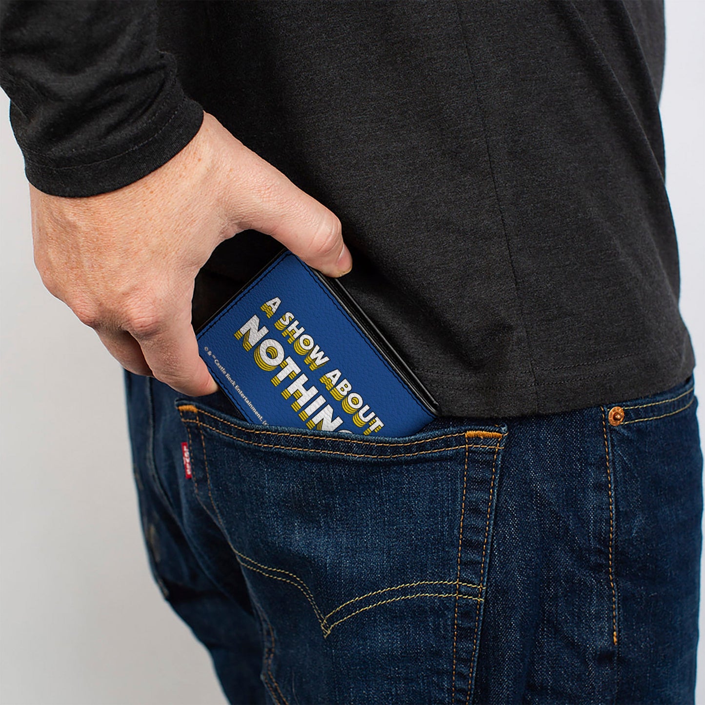 Bi-Fold Wallet - Seinfeld Group Pose + A SHOW ABOUT NOTHING Quote Blues Yellow White