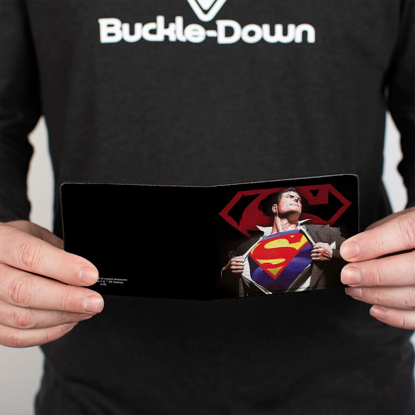 Bi-Fold Wallet - Superman Forever Clark Kent-Superman Transition Shield Black Red