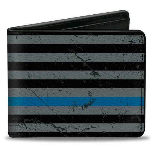 Bi-Fold Wallet - Superman Shield Thin Blue Line Weathered Gray/Black/Blue