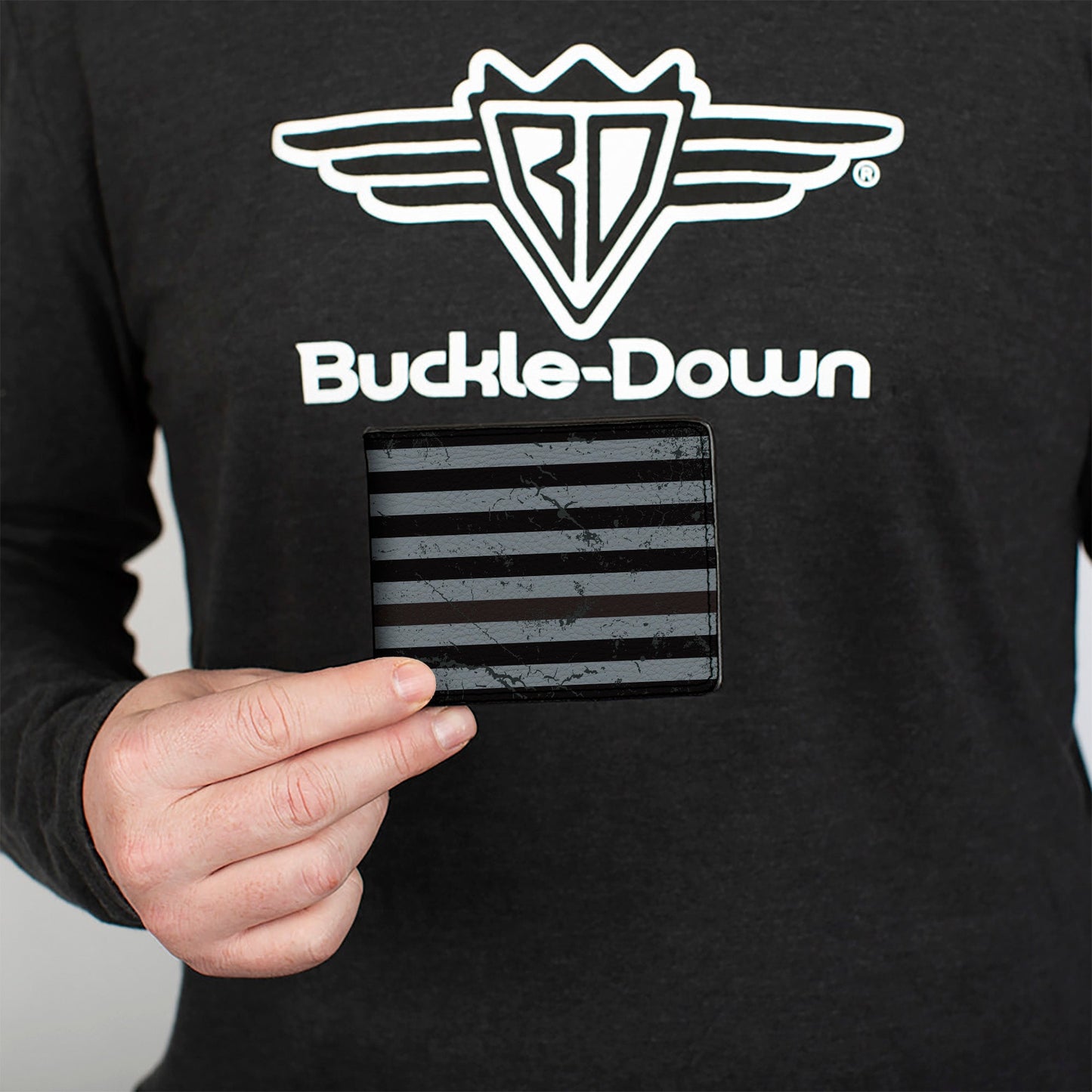 Bi-Fold Wallet - Superman Shield Americana Weathered Gray Black Pink